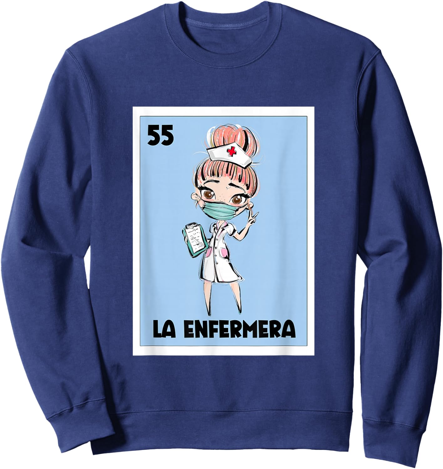 La Enfermera Mexican Bingo Card The Nurse Nursing Spanish Sweatshirt - Sweatshirt | Navy