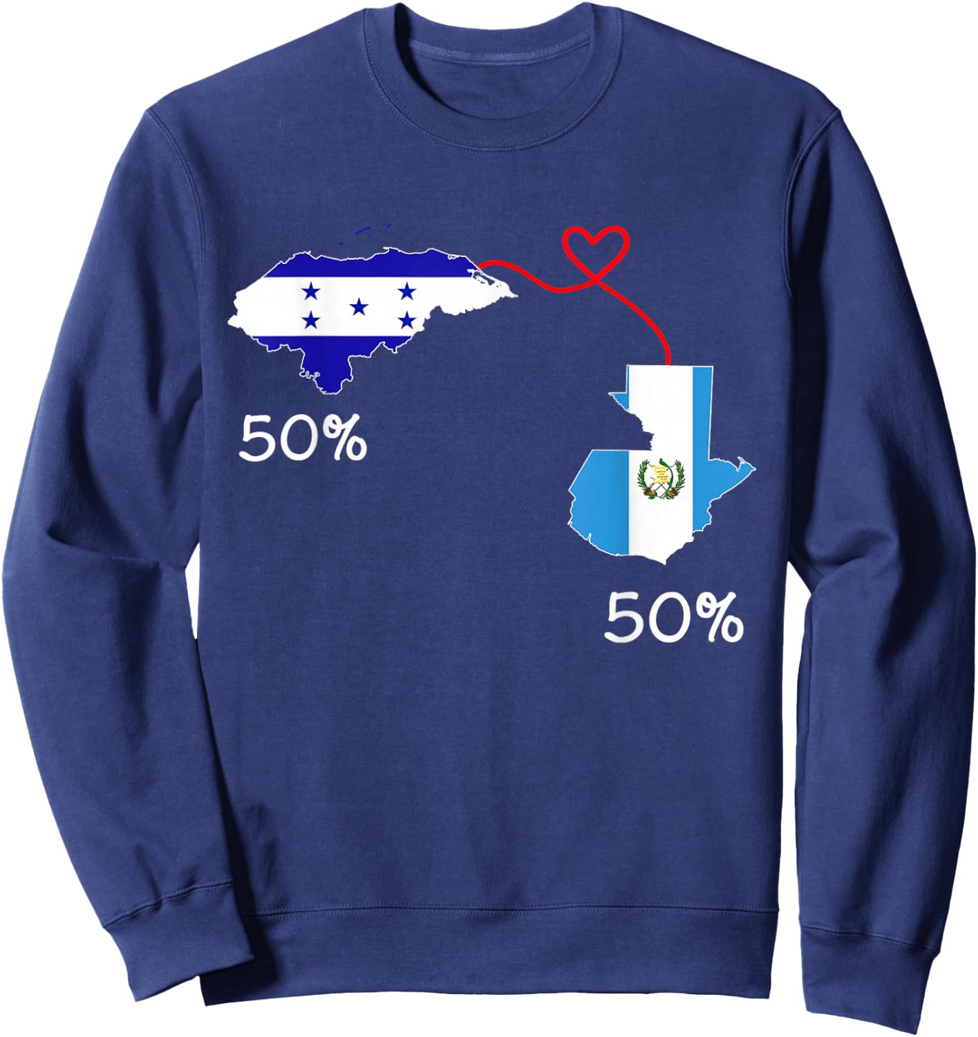 Half Honduran Half Guatemalan Flag Map Guatemala Honduras Sweatshirt - Sweatshirt | Navy