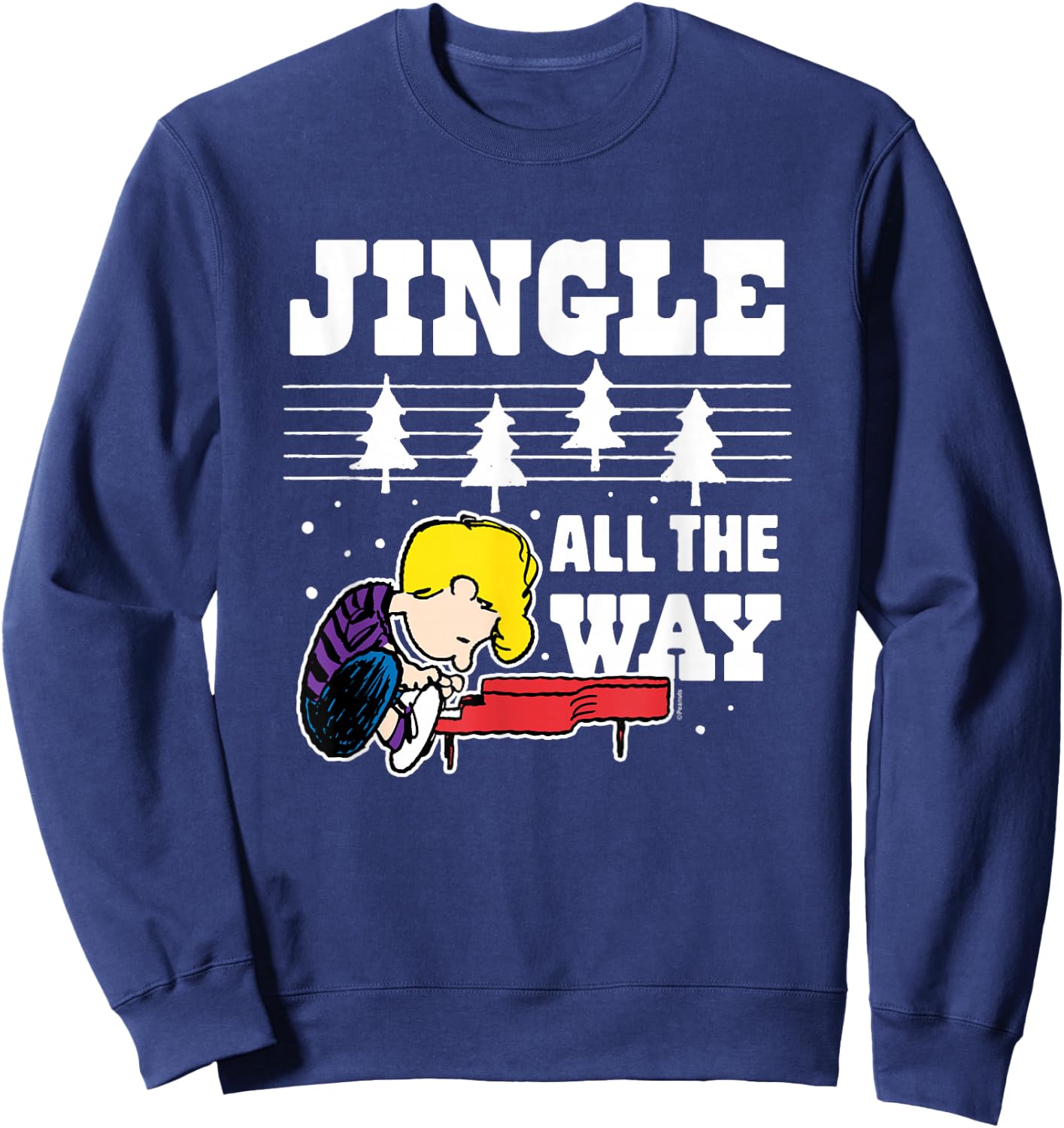 Peanuts - Schroeder Christmas Piano Jingle All The Way Sweatshirt - Sweatshirt | Navy