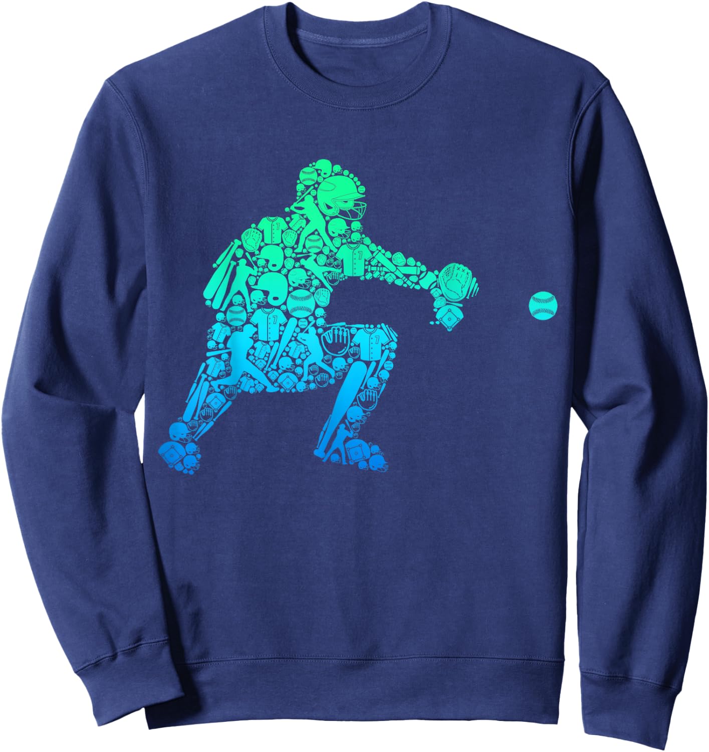 Baseball Catcher Player Youth Men Kids Boys Sweatshirt - Sweatshirt | Navy