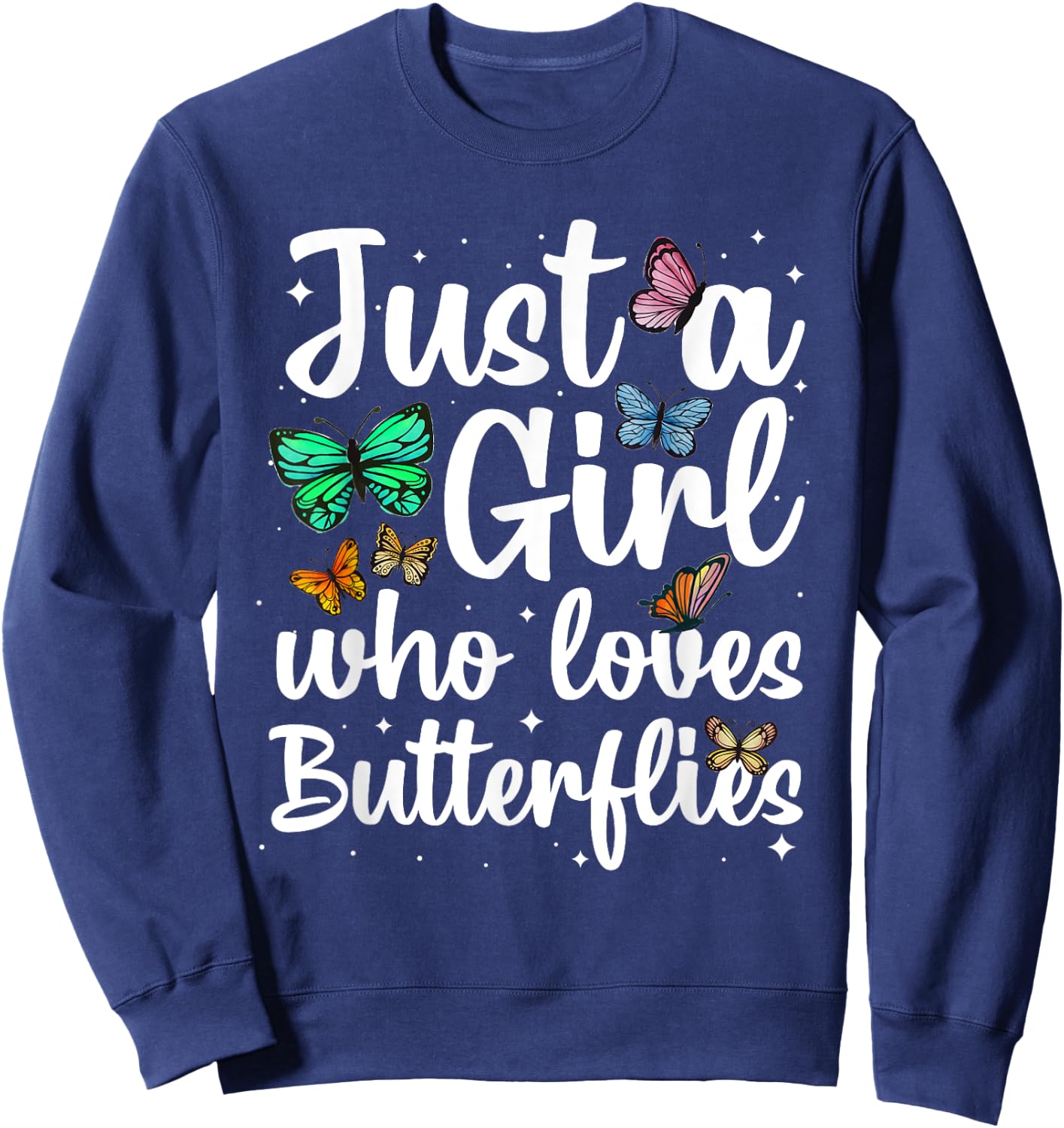 Cute Butterfly Art Girls Monarch Butterfly Lovers Sweatshirt - Sweatshirt | Navy