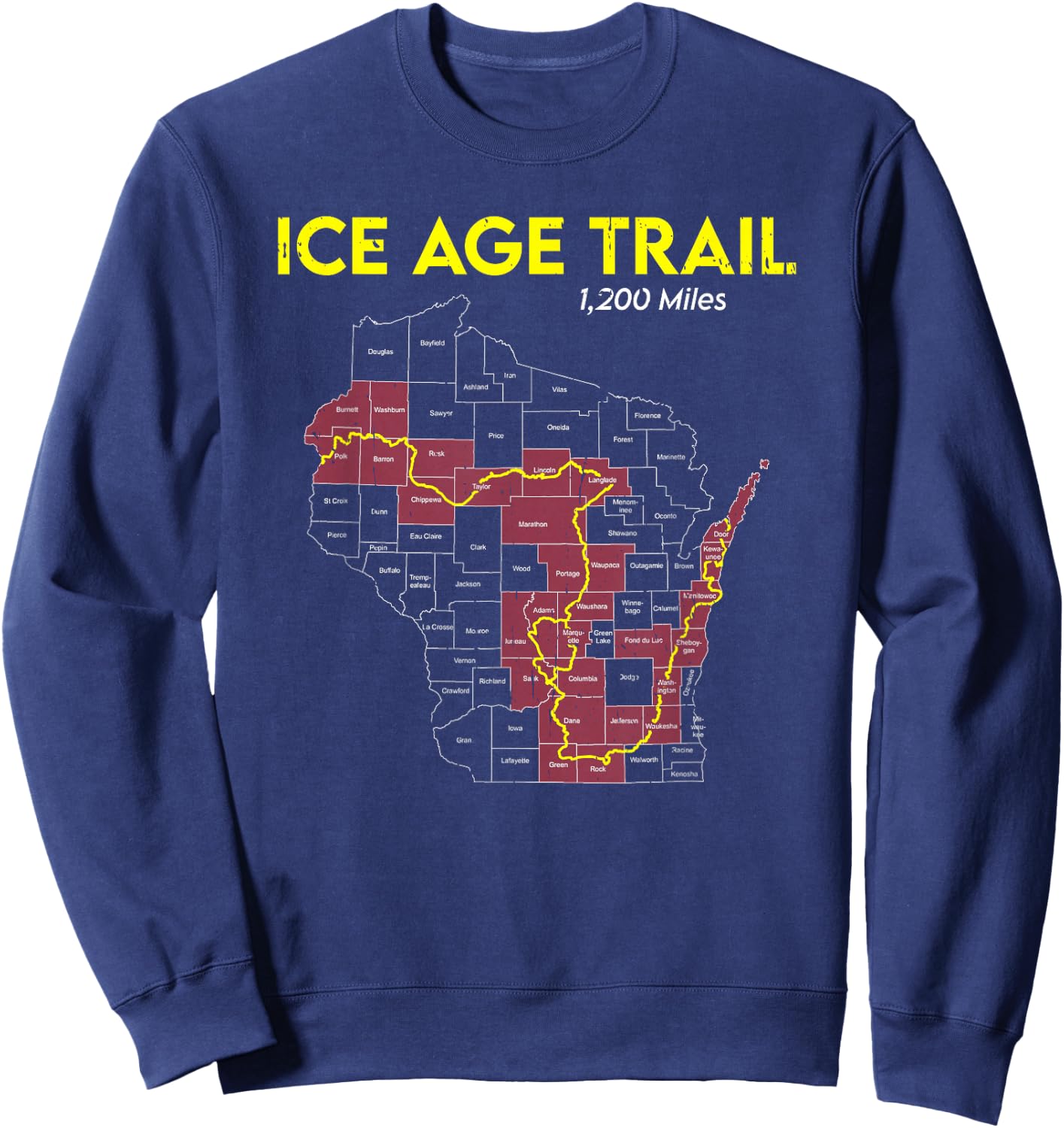 Ice Age Trail Wisconsin Long-Distance Hiking Scenic Trail Sweatshirt - Sweatshirt | Navy