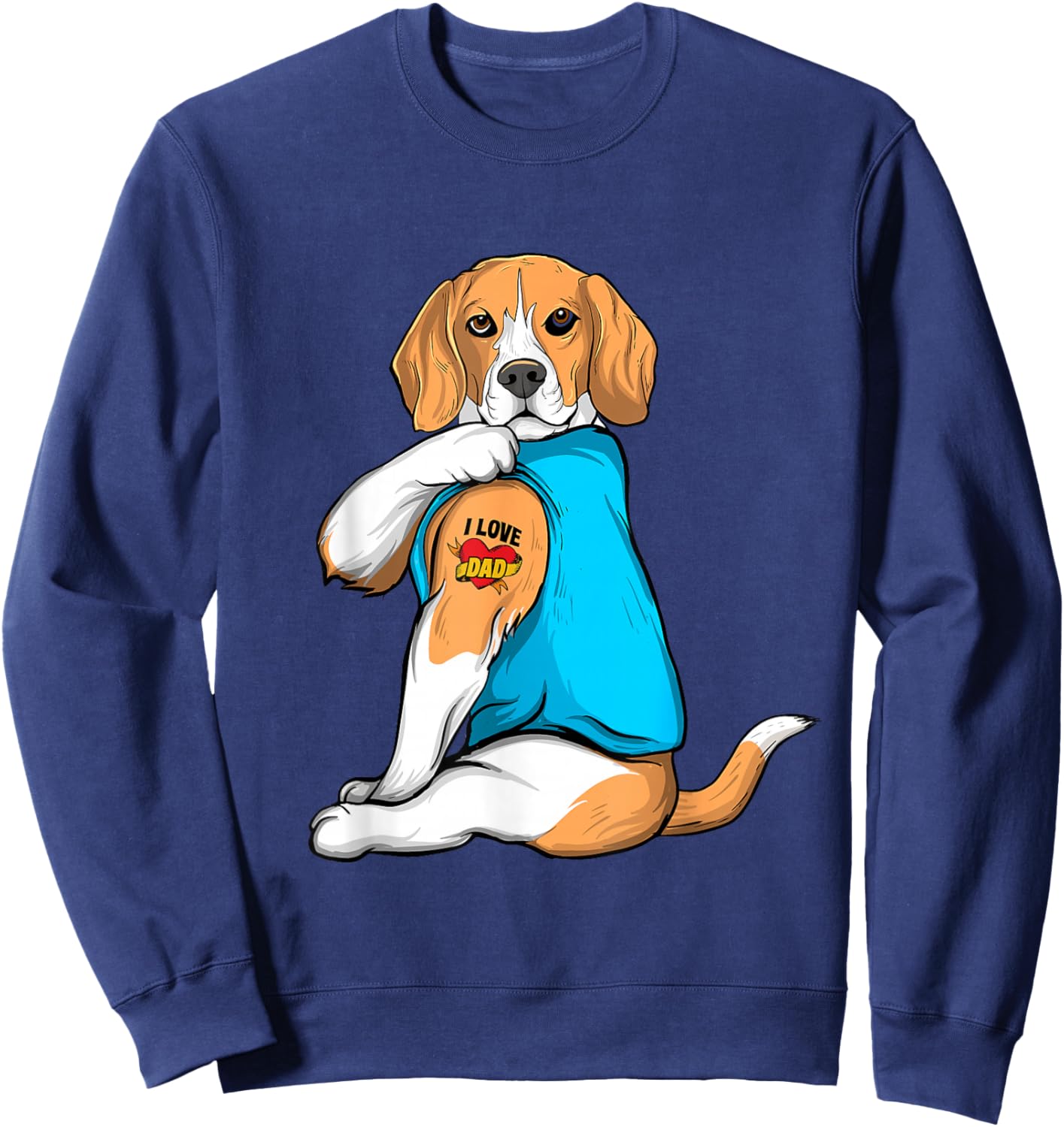 I Love Dad - Beagle Dog Owner Animal Breeder Puppy Lover Women Kids Sweatshirt - Sweatshirt | Navy