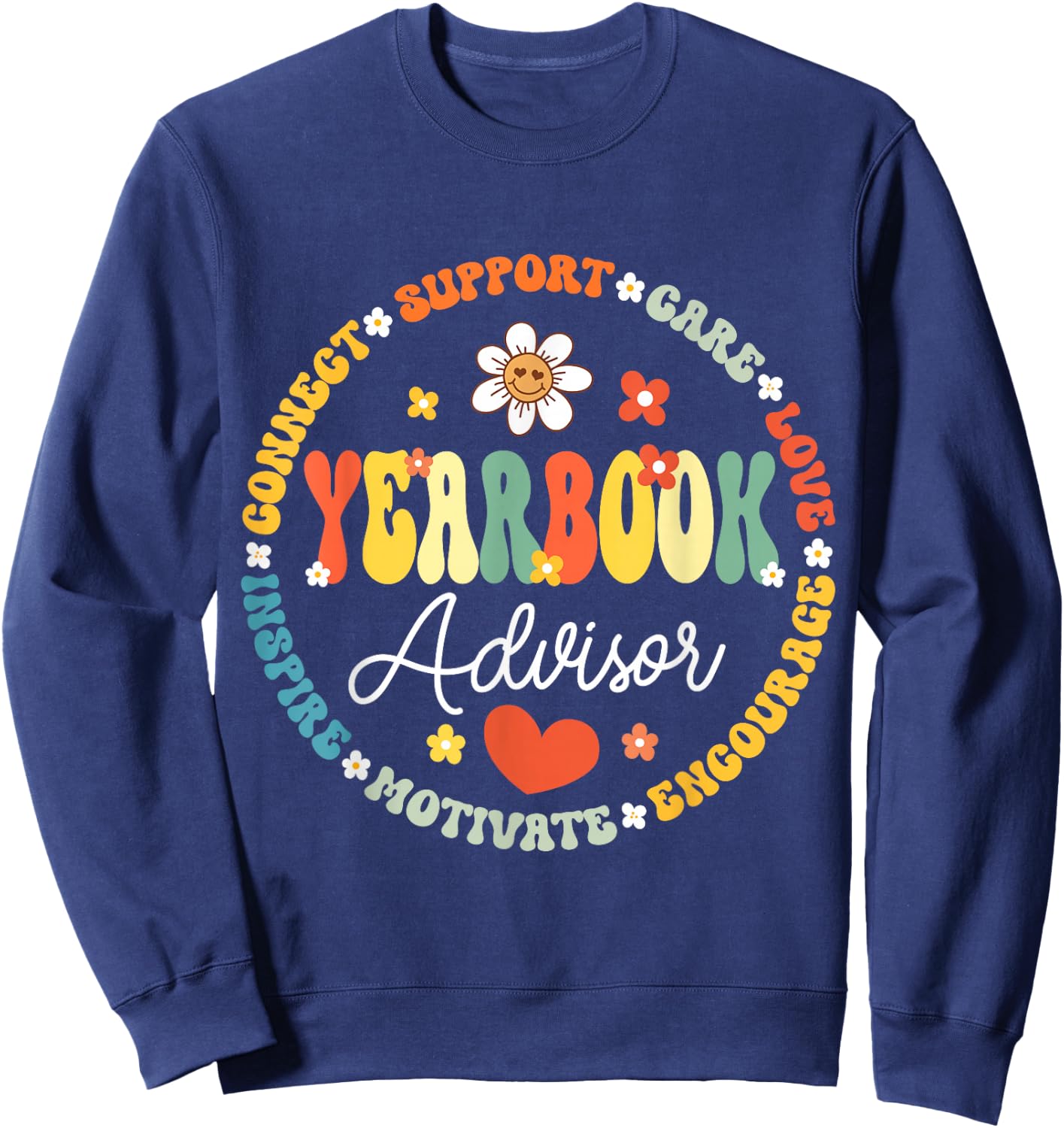 Groovy Yearbook Advisor Literary Club School Publication Sweatshirt - Sweatshirt | Navy