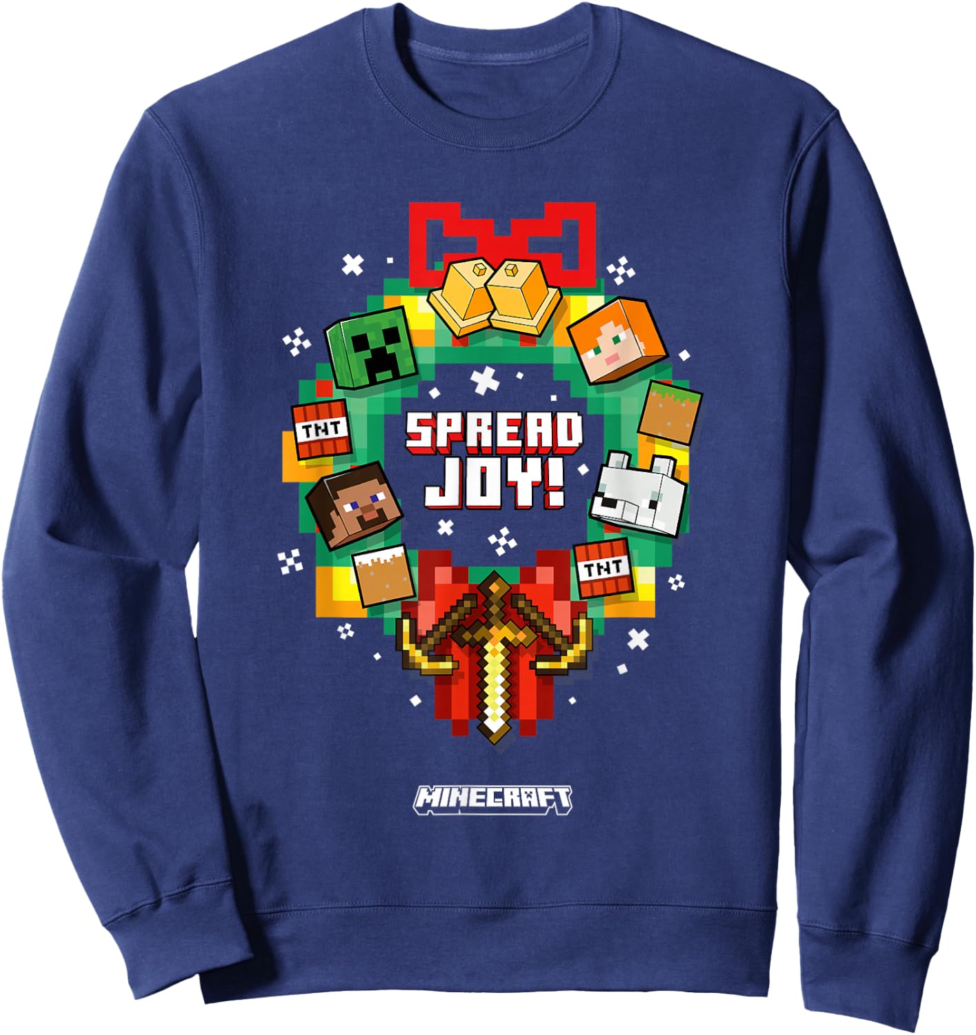 Minecraft Christmas Spread Joy! Xmas Crown Group Shot Sweatshirt - Sweatshirt | Navy