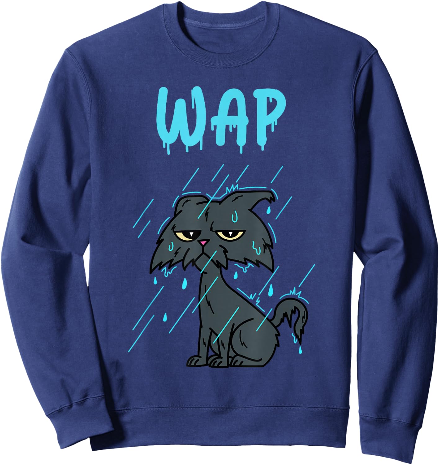 Wet Cat – WAP – with Kitty in The Rain Sweatshirt - Sweatshirt | Navy