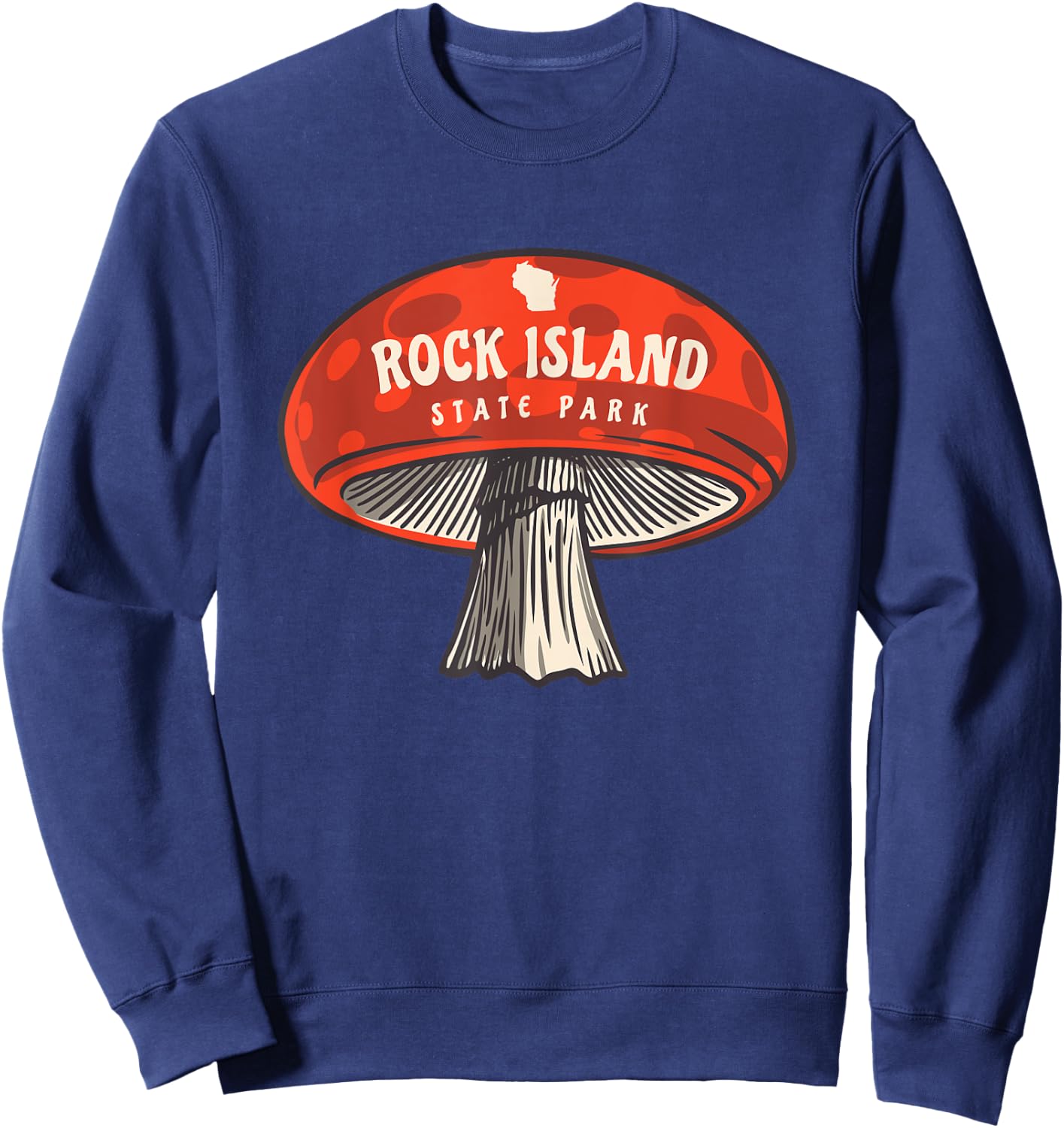Cute Mushroom Rock Island State Park Wisconsin Mycology Sweatshirt - Sweatshirt | Navy