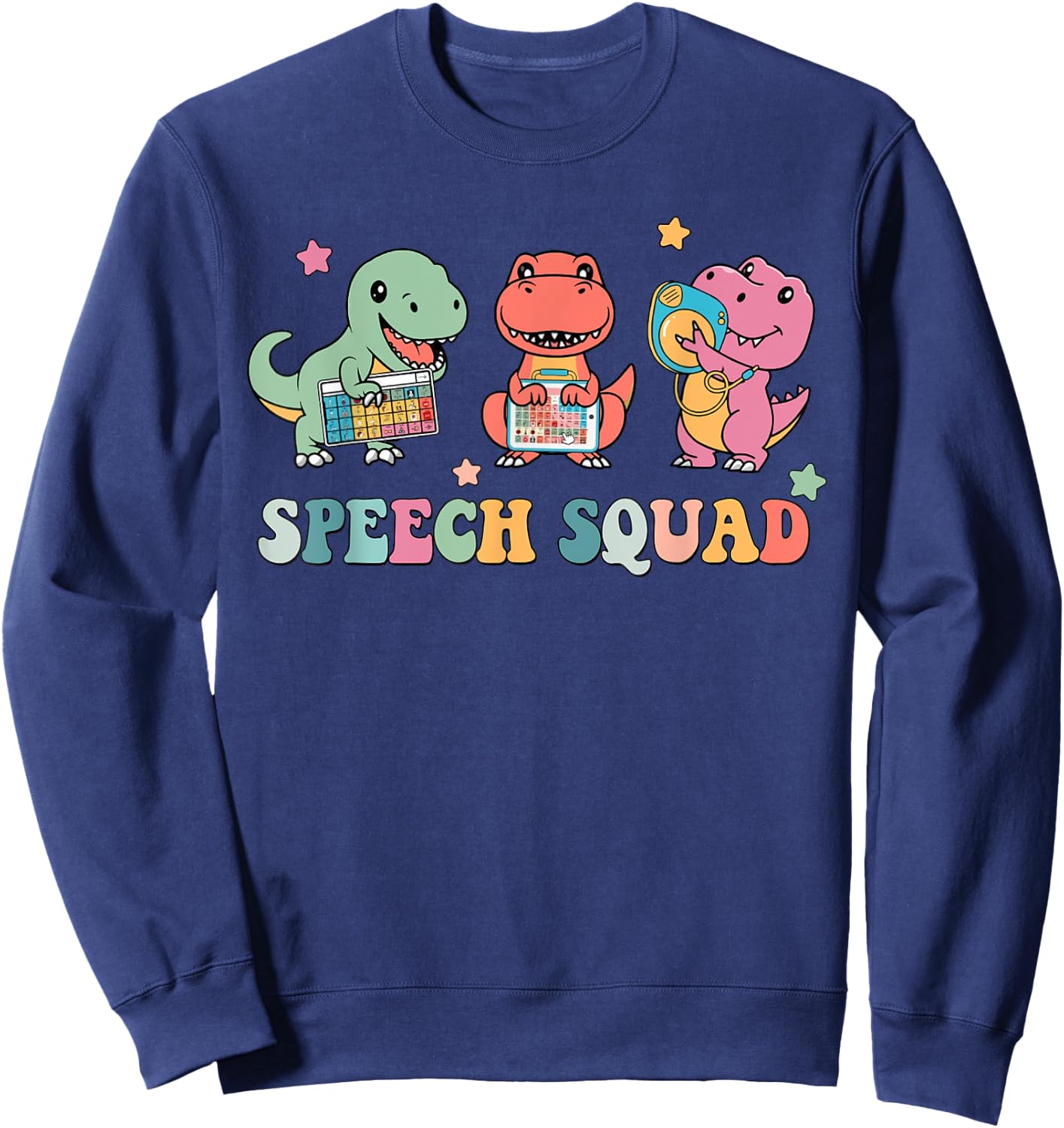 Speech Squad Cute Dinosaur Speech Therapy - Women's Black Short Sleeve - Size Small Sweatshirt - Sweatshirt | Navy