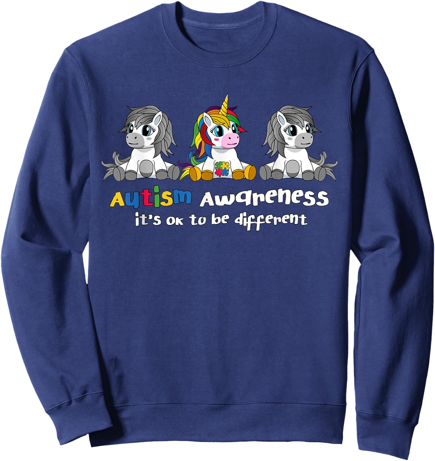 Autism Awareness Shirt - It's OK To Be Different Women Sweatshirt - Sweatshirt | Navy