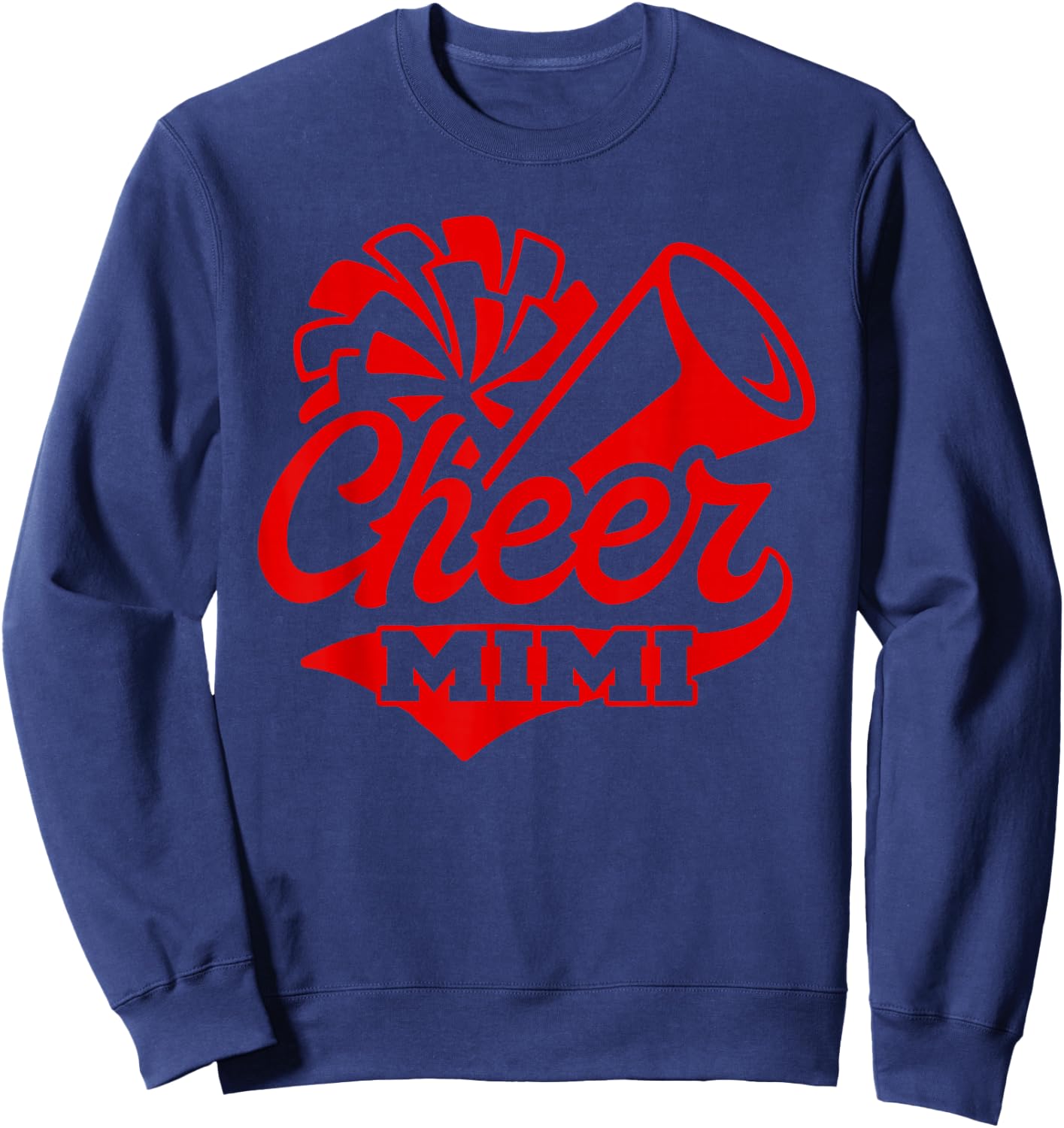 Cheer Mimi Biggest Fan Black And Red Pom Pom Sweatshirt - Sweatshirt | Navy