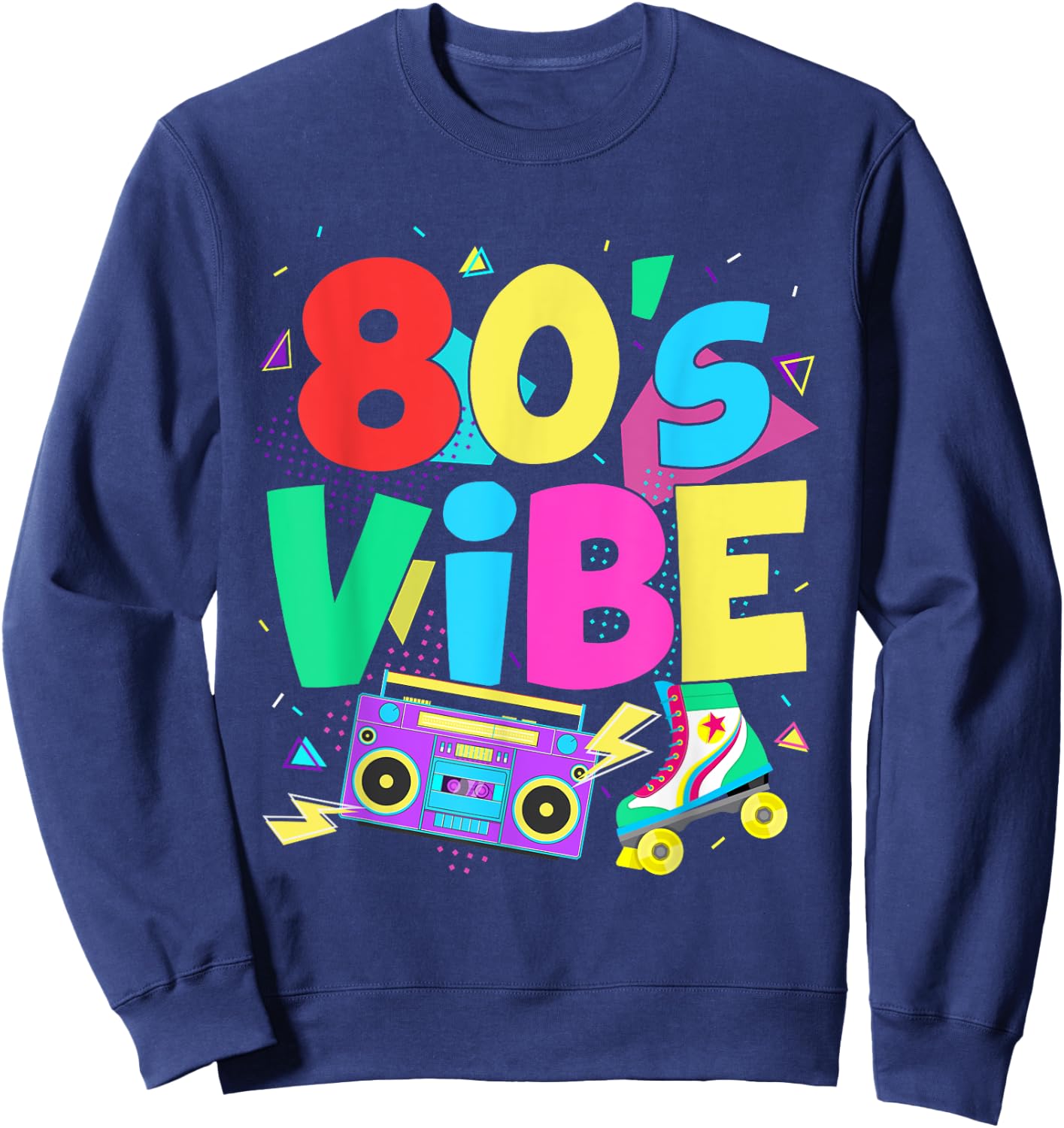 Retro 80s Vibe Colorful Sweatshirt - Sweatshirt | Navy