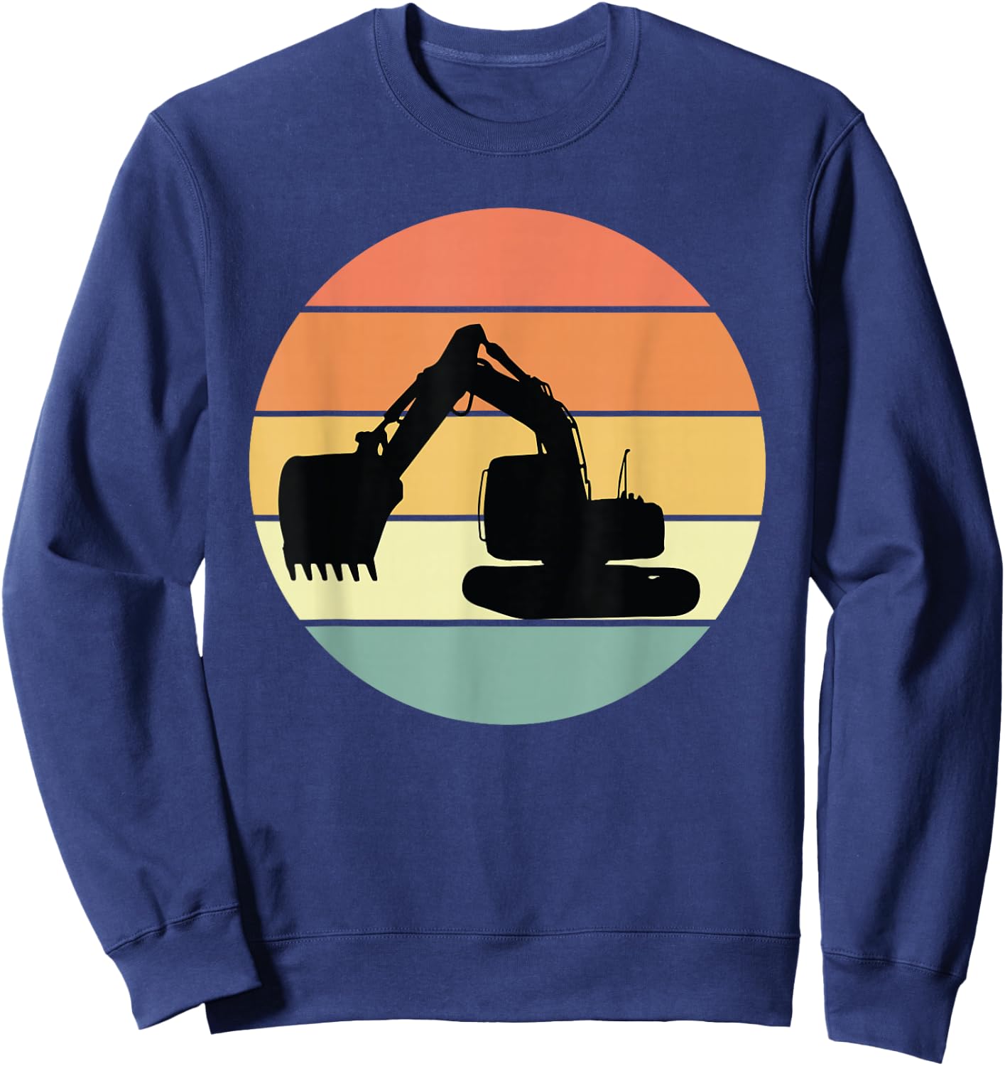 Retro Excavator Apparel Heavy Construction Equipment Sweatshirt - Sweatshirt | Navy