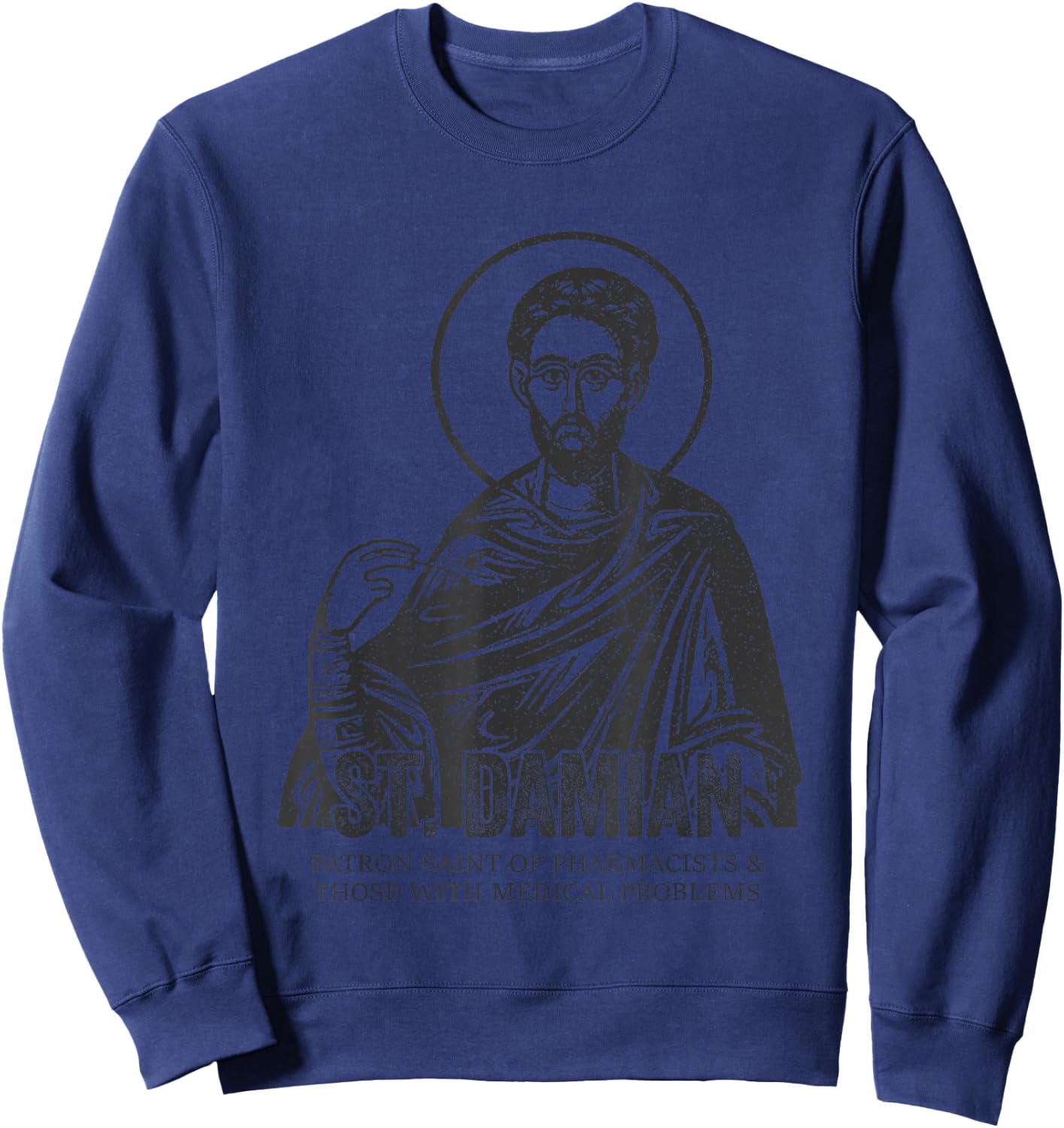 Catholicism St. Damian Jesus Catholic Christian Saint Sweatshirt - Sweatshirt | Navy