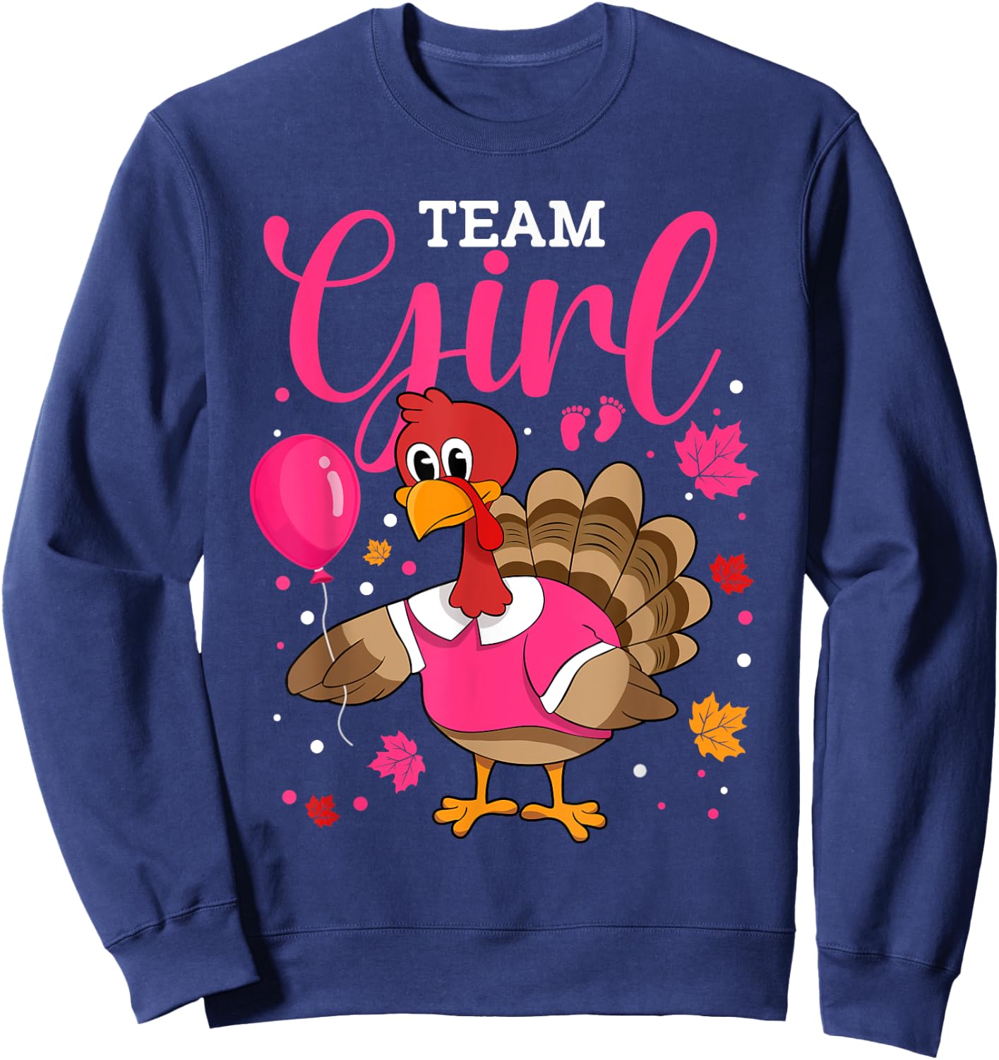 Team Girl Gender Reveal Baby Announcement Thanksgiving Sweatshirt - Sweatshirt | Navy