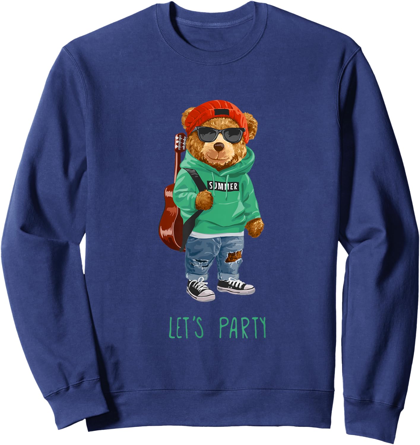 Stay Childish Let's Party, Funny Boys Girls Teddy Bear Style Sweatshirt - Sweatshirt | Navy