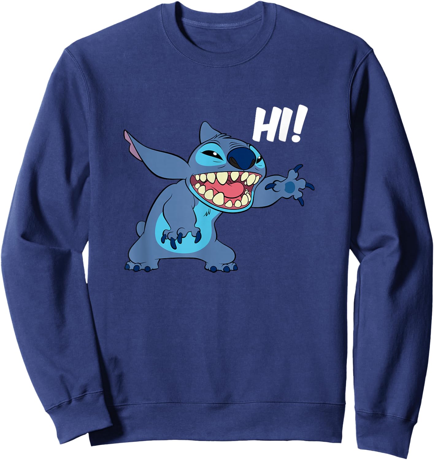 Disney Lilo & Stitch Hi! Funny Stitch Greeting Sweatshirt - Sweatshirt | Navy