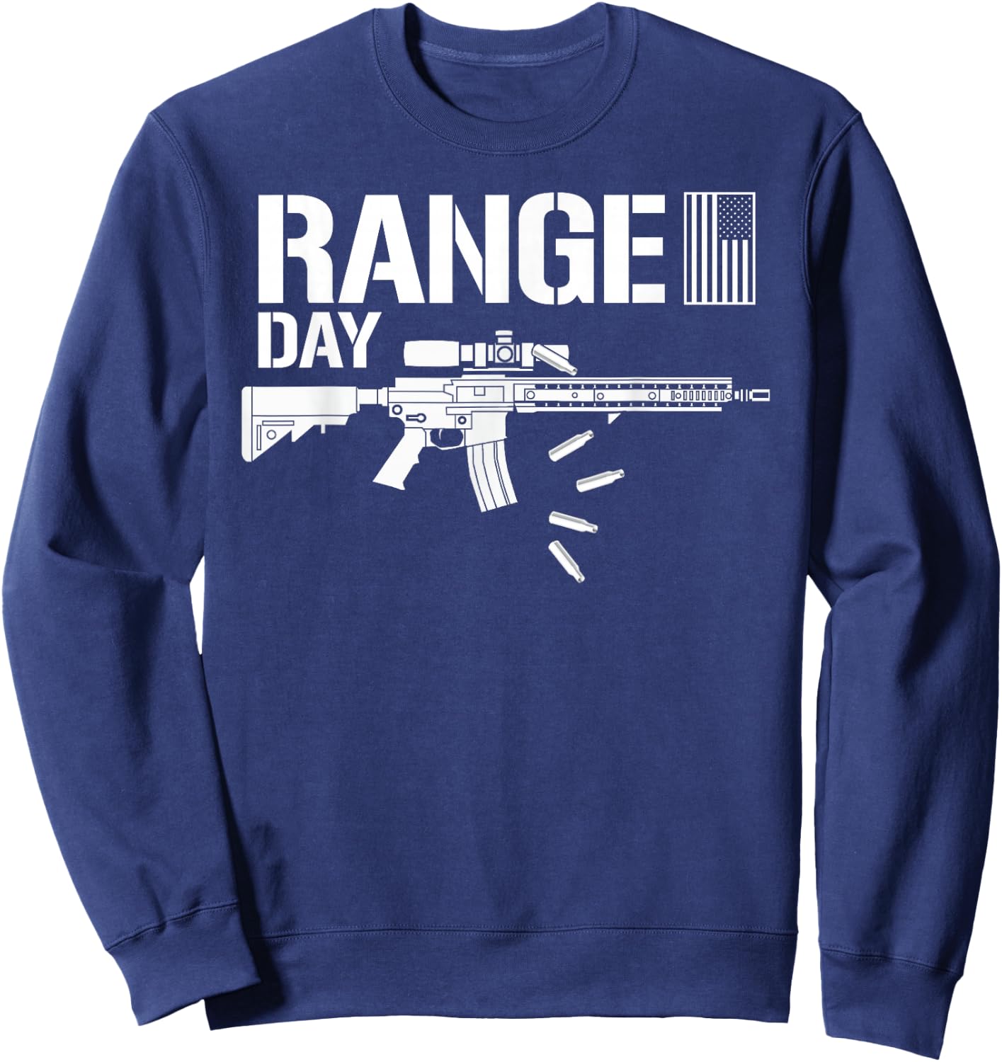 Military Rifle Range Day American Flag Bullet Semi Automatic Women Men Sweatshirt - Sweatshirt | Navy