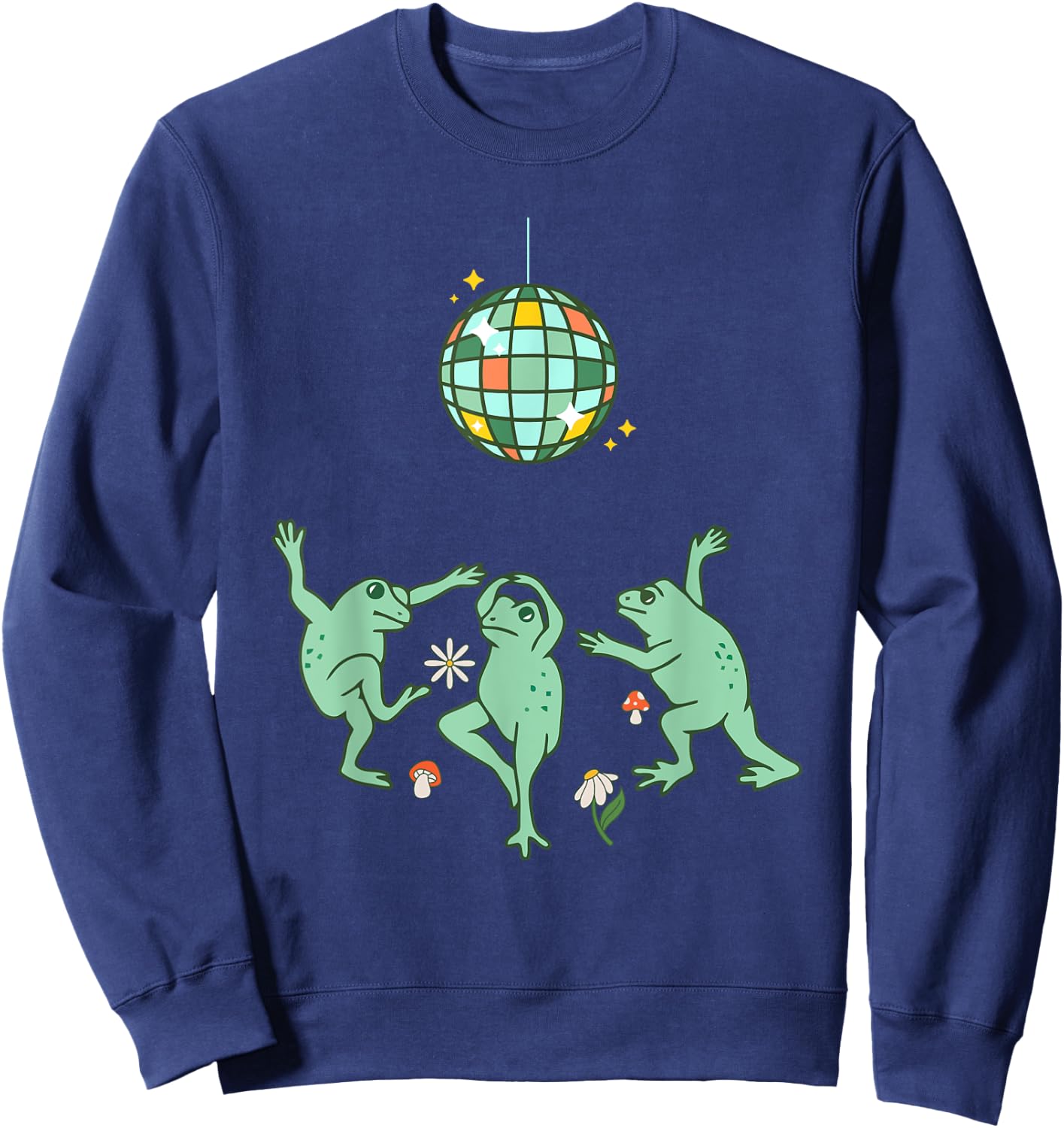 Funny Frog Disco Dance 70s 80s Groovy Hippie Funky Party Sweatshirt - Sweatshirt | Navy
