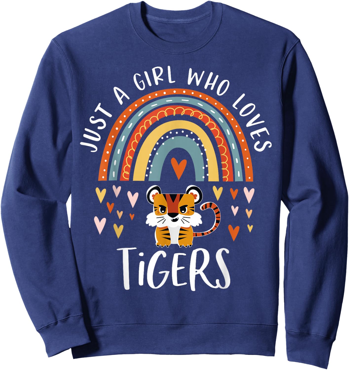 Just A Girl Who Loves Tigers Rainbow Gifts for Tiger Lover Small Sweatshirt - Sweatshirt | Navy