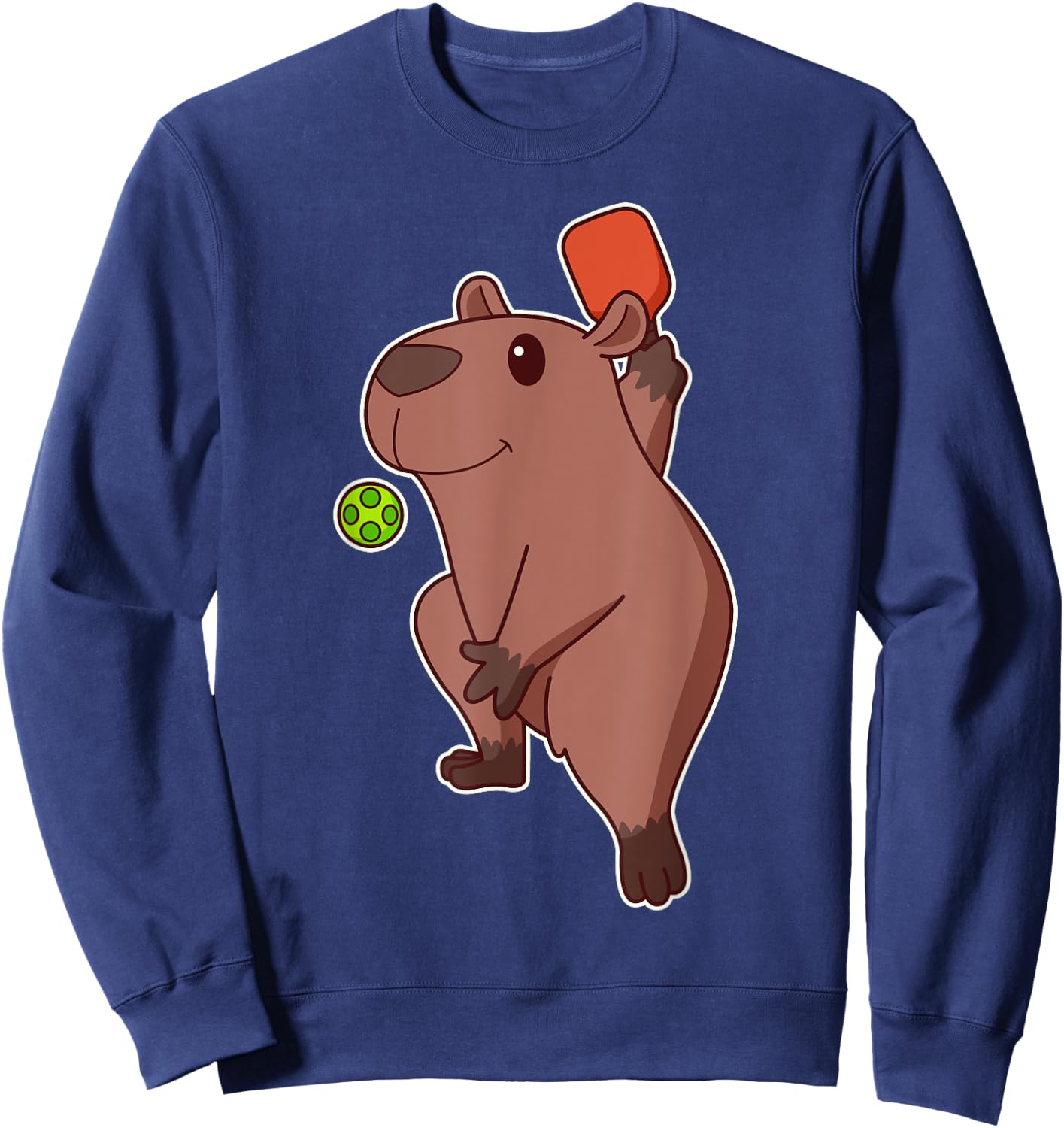 Cute Kawaii Capybara playing pickleball Sweatshirt - Sweatshirt | Navy