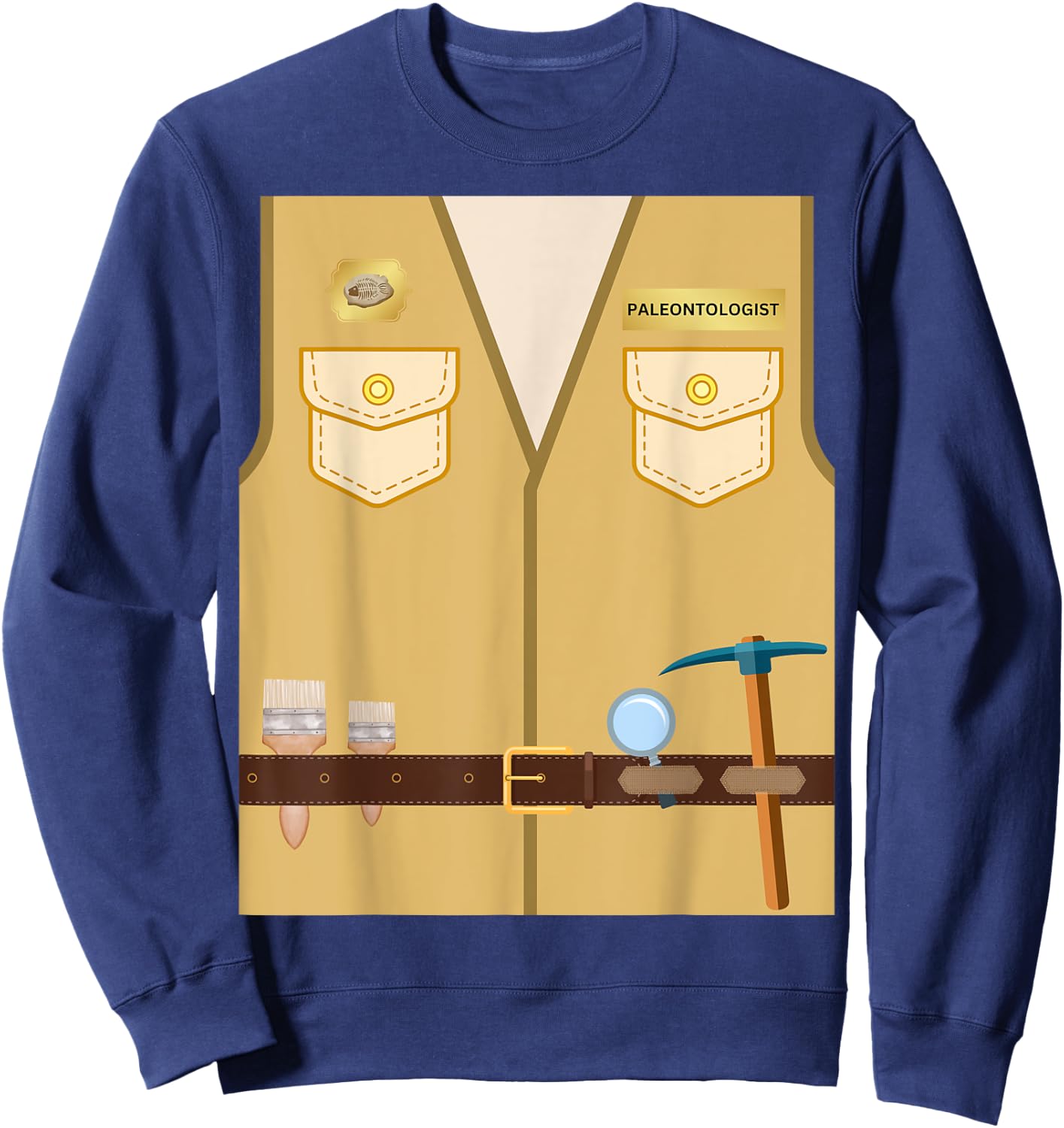 Adult Kids Halloween Paleontologist Dinosaur Hunter Costume Sweatshirt - Sweatshirt | Navy