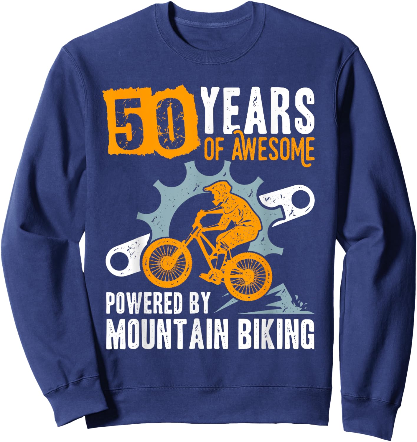 50th Birthday 50 Years of Awesome Mountain Biking MTB 1973 Sweatshirt - Sweatshirt | Navy
