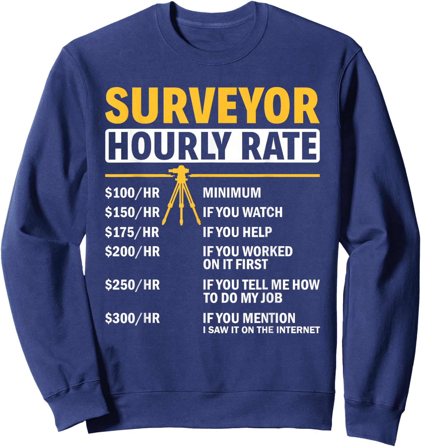 Land Surveying Cartographer Land Surveyor Apparel Adults Black Small Modern Humor Sweatshirt - Sweatshirt | Navy
