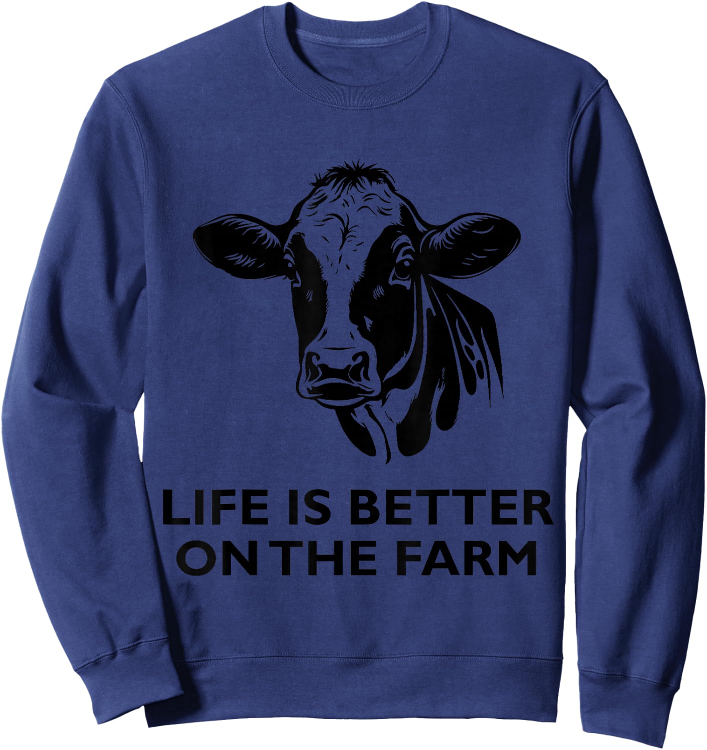 Retro Vintage Cow Life is Better On The Farm Farmer Men Sweatshirt - Sweatshirt | Navy