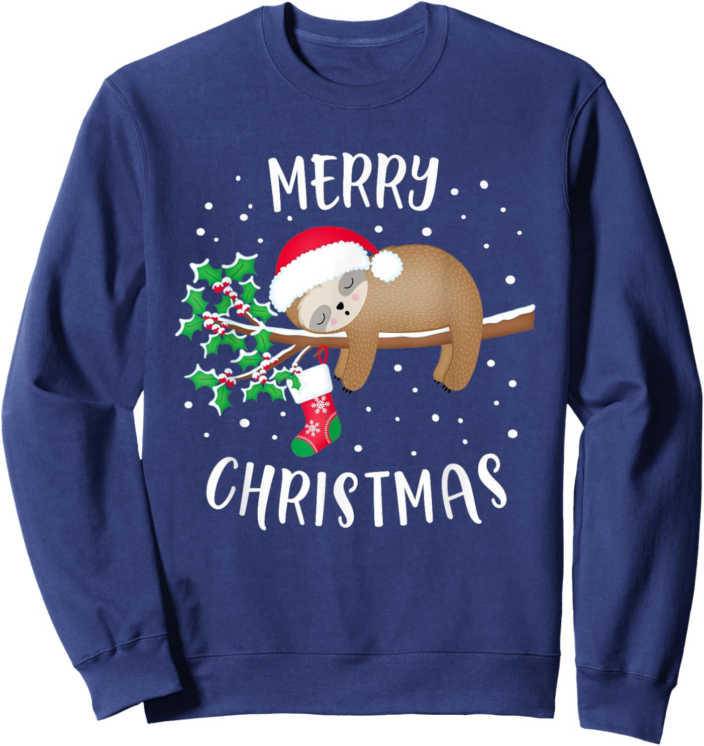 Merry Christmas Cute Sloth Xmas Outfit Matching Family Sweatshirt - Sweatshirt | Navy