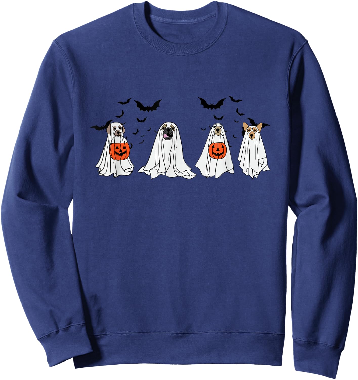 Cute Ghost Dog Halloween Men Women Sweatshirt - Sweatshirt | Navy