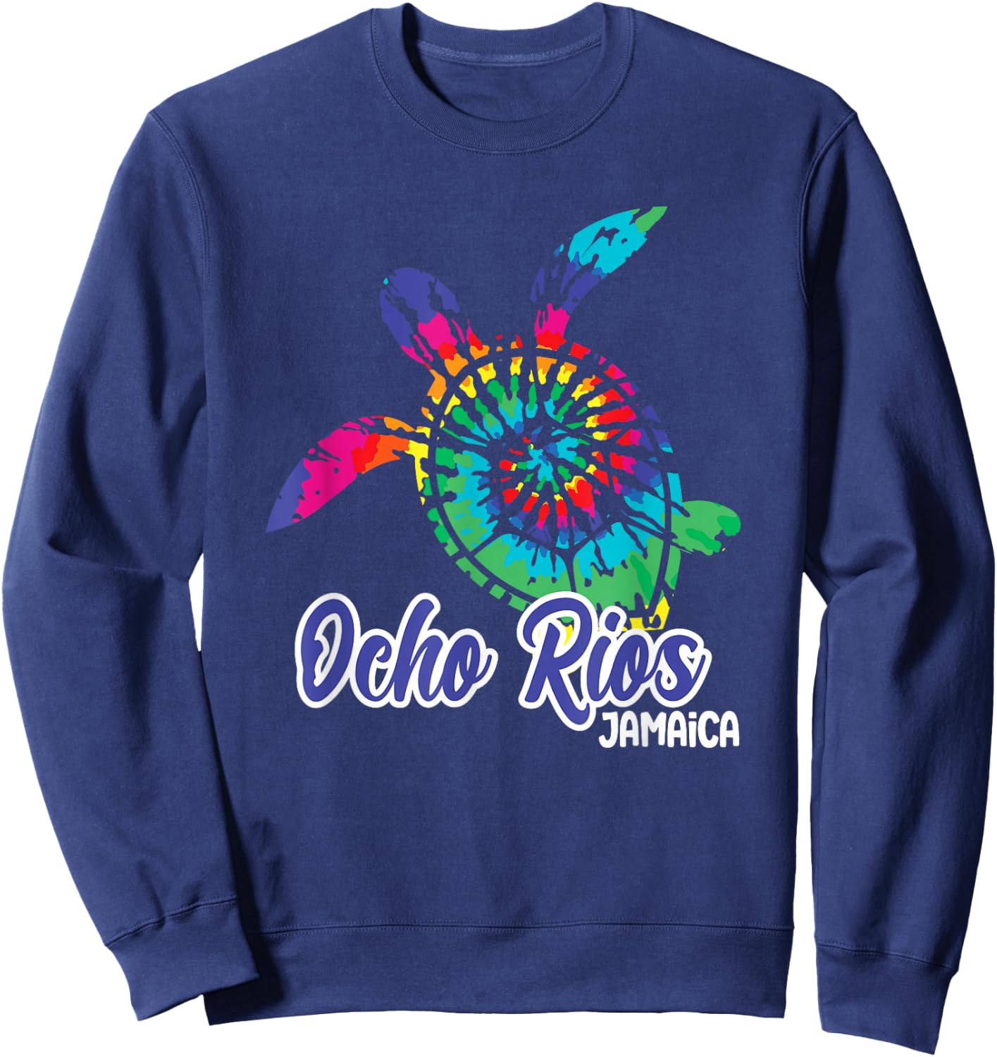 Ocho Rios Souvenirs Jamaica Tie Dye Save Sea Turtle Vacation Sweatshirt - Sweatshirt | Navy