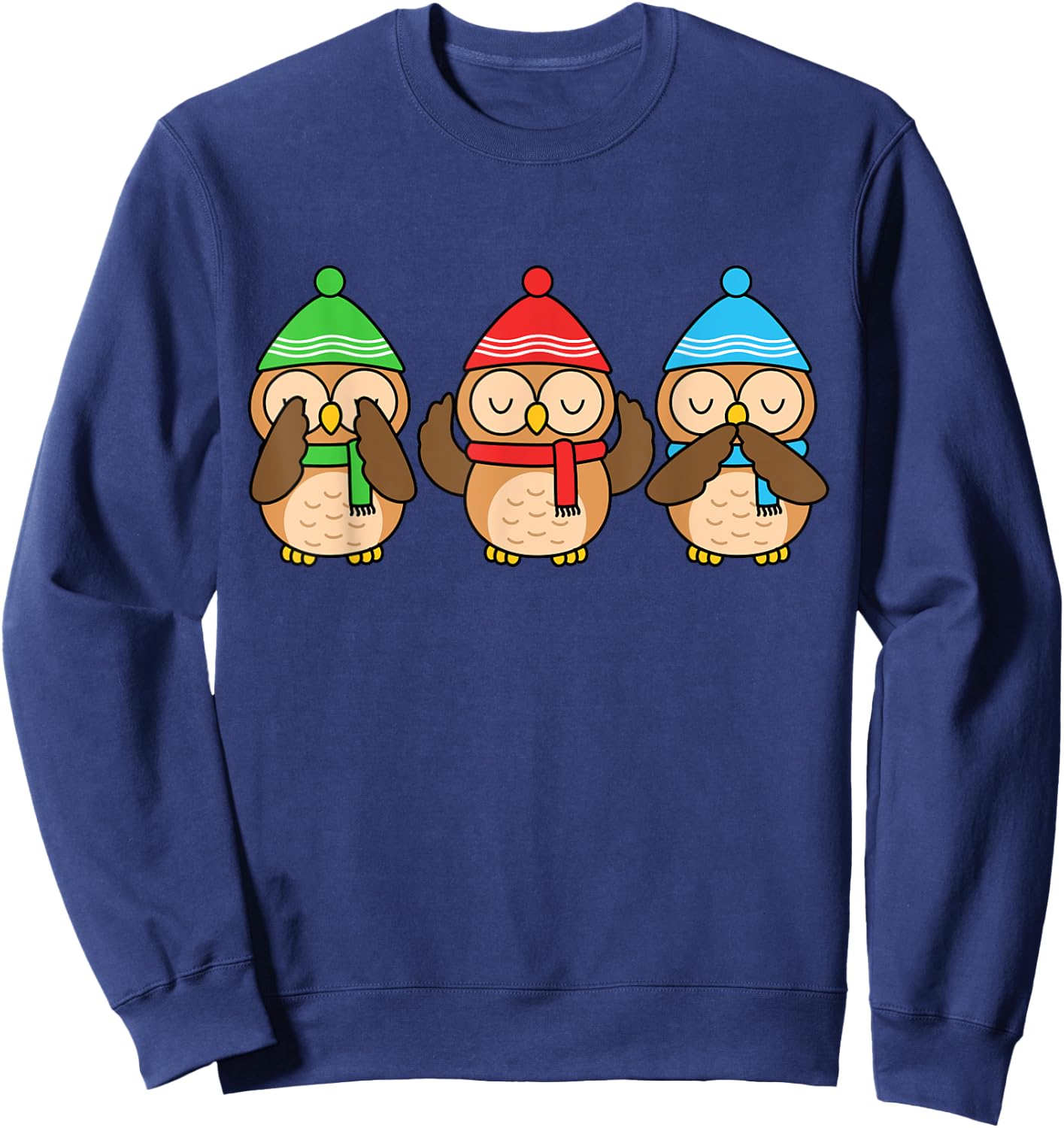Christmas Owl Lover Women Winter Birds Cute Owl Sweatshirt - Sweatshirt | Navy