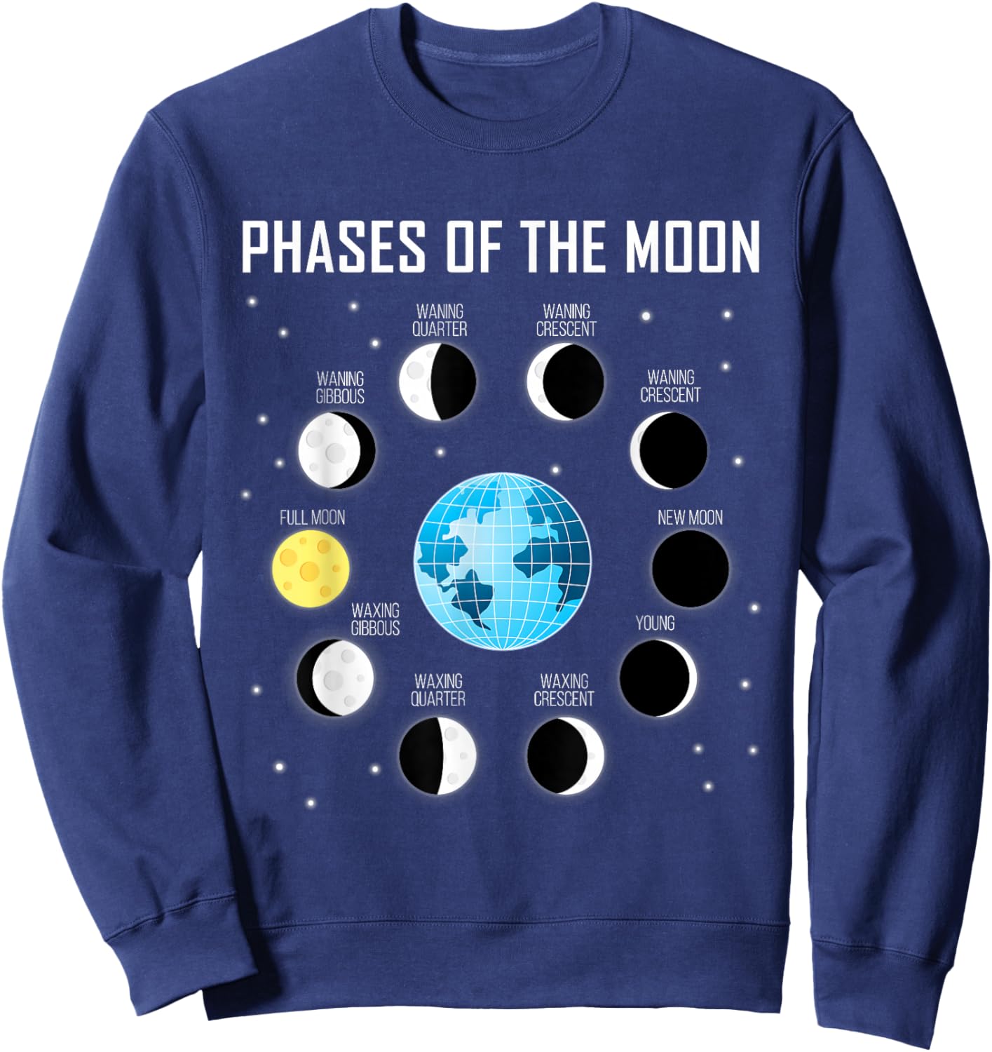 Phases of the Moon Shirt Moon Phase Shirt Space Sweatshirt - Sweatshirt | Navy