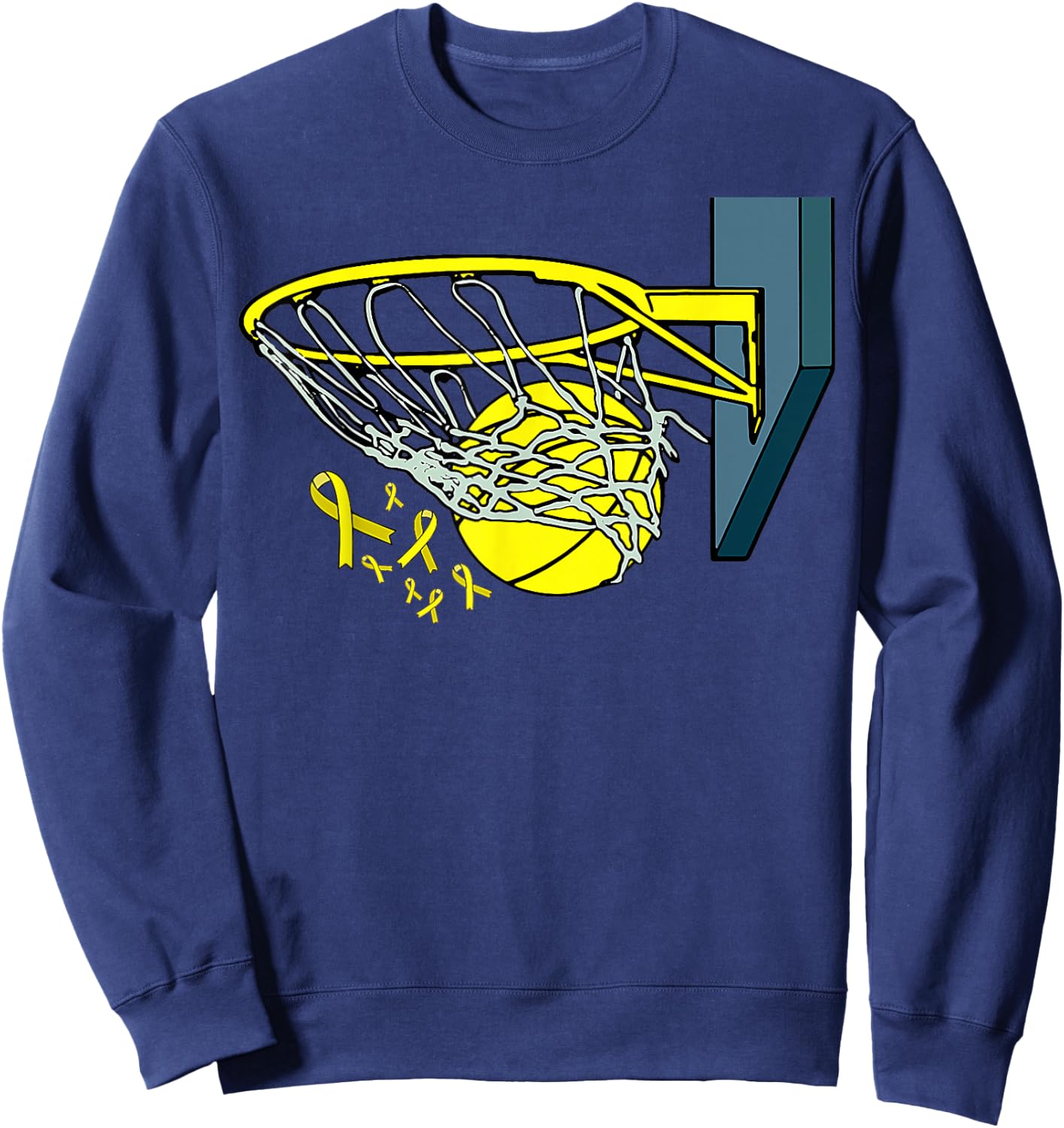 Basketball Player Yellow Ribbon Sarcoma Cancer Awareness Sweatshirt - Sweatshirt | Navy