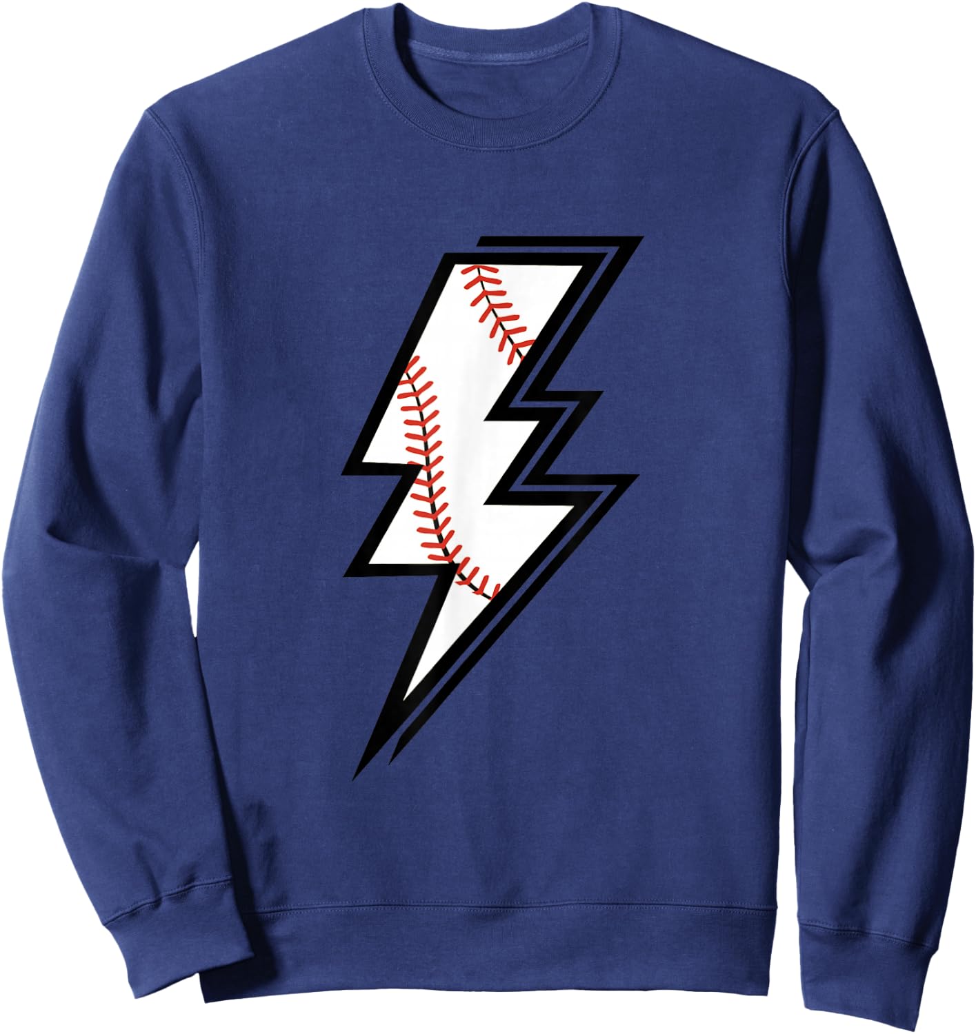Baseball Lightning Bolt Baseball Mom Dad Game Day Sweatshirt - Sweatshirt | Navy