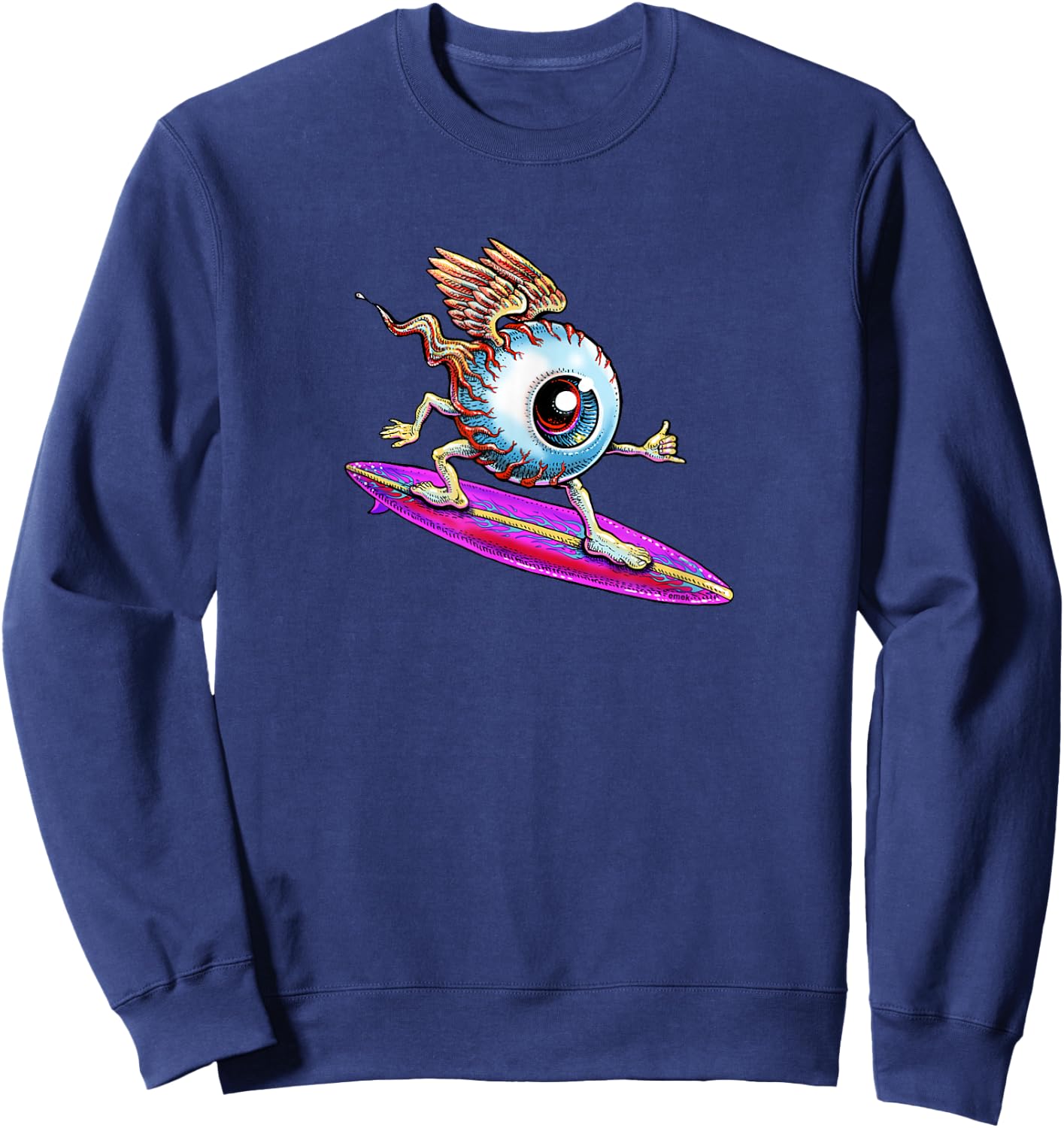 Surfing Eyeball - by Emek Artman Sweatshirt - Sweatshirt | Navy