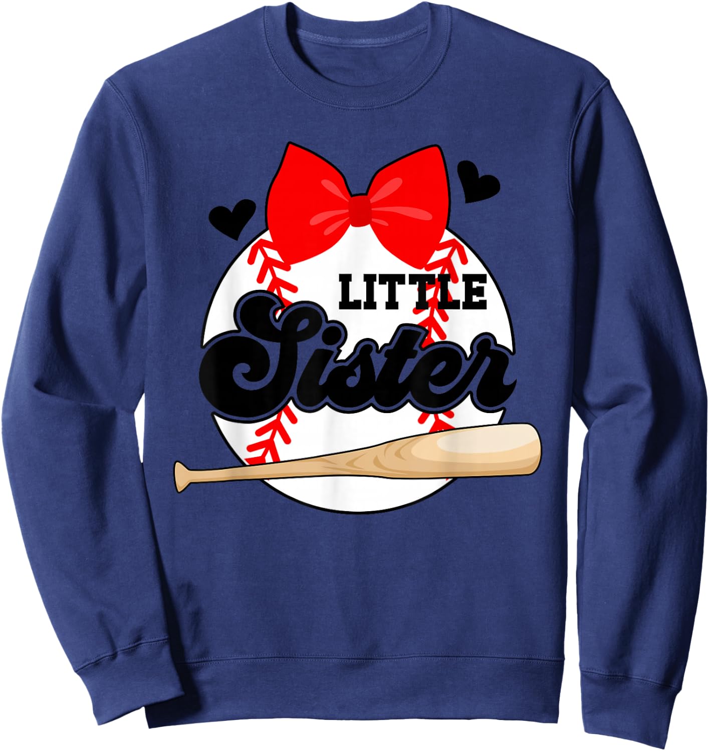 Little Sister Baseball Sister Of A Baseball Player Sweatshirt - Sweatshirt | Navy