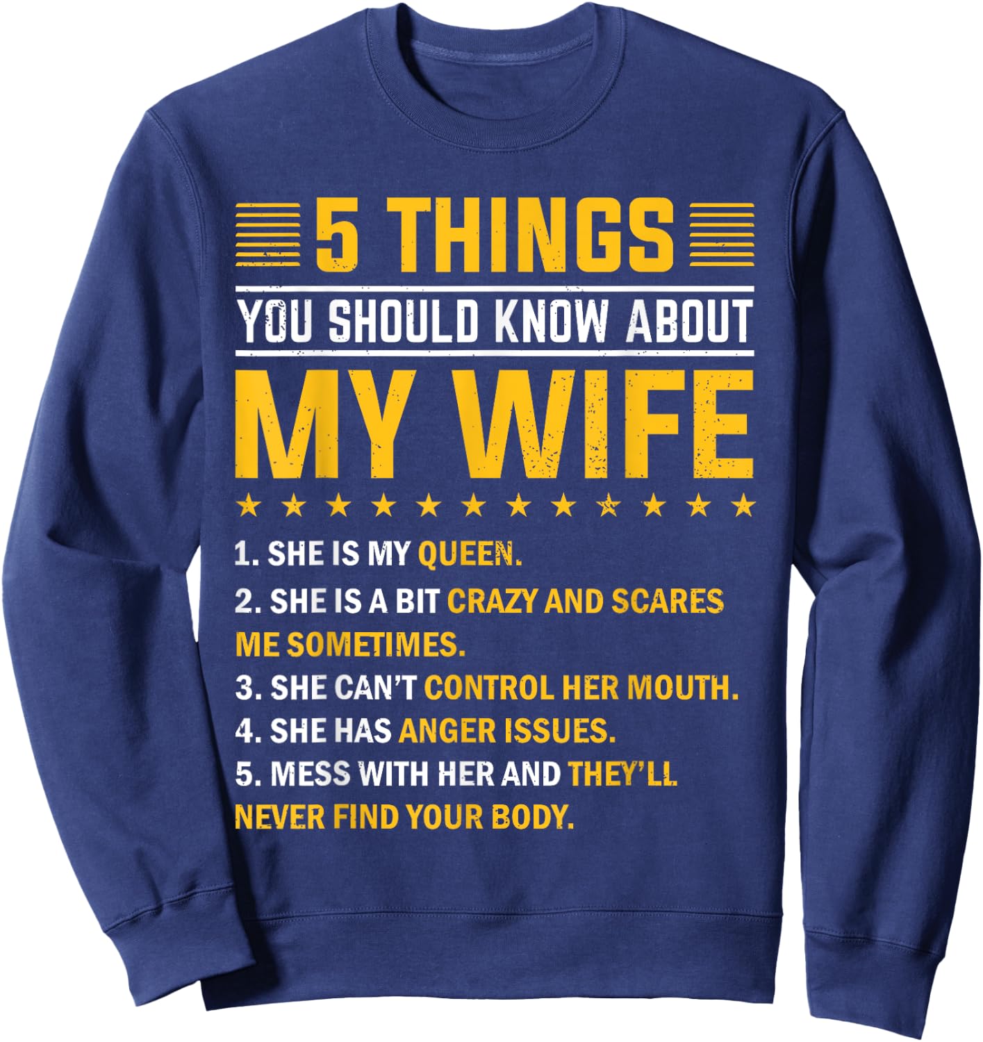 5 Things You Should Know About My Wife Funny Mommy Sweatshirt - Sweatshirt | Navy