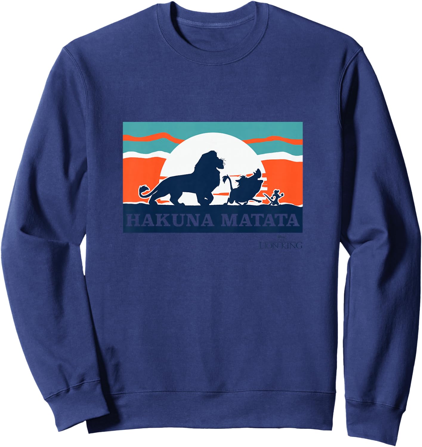 Kids Disney The Lion King Silhouette Hakuna Matata Retro Sunset Sweatshirt - Sweatshirt | Navy
