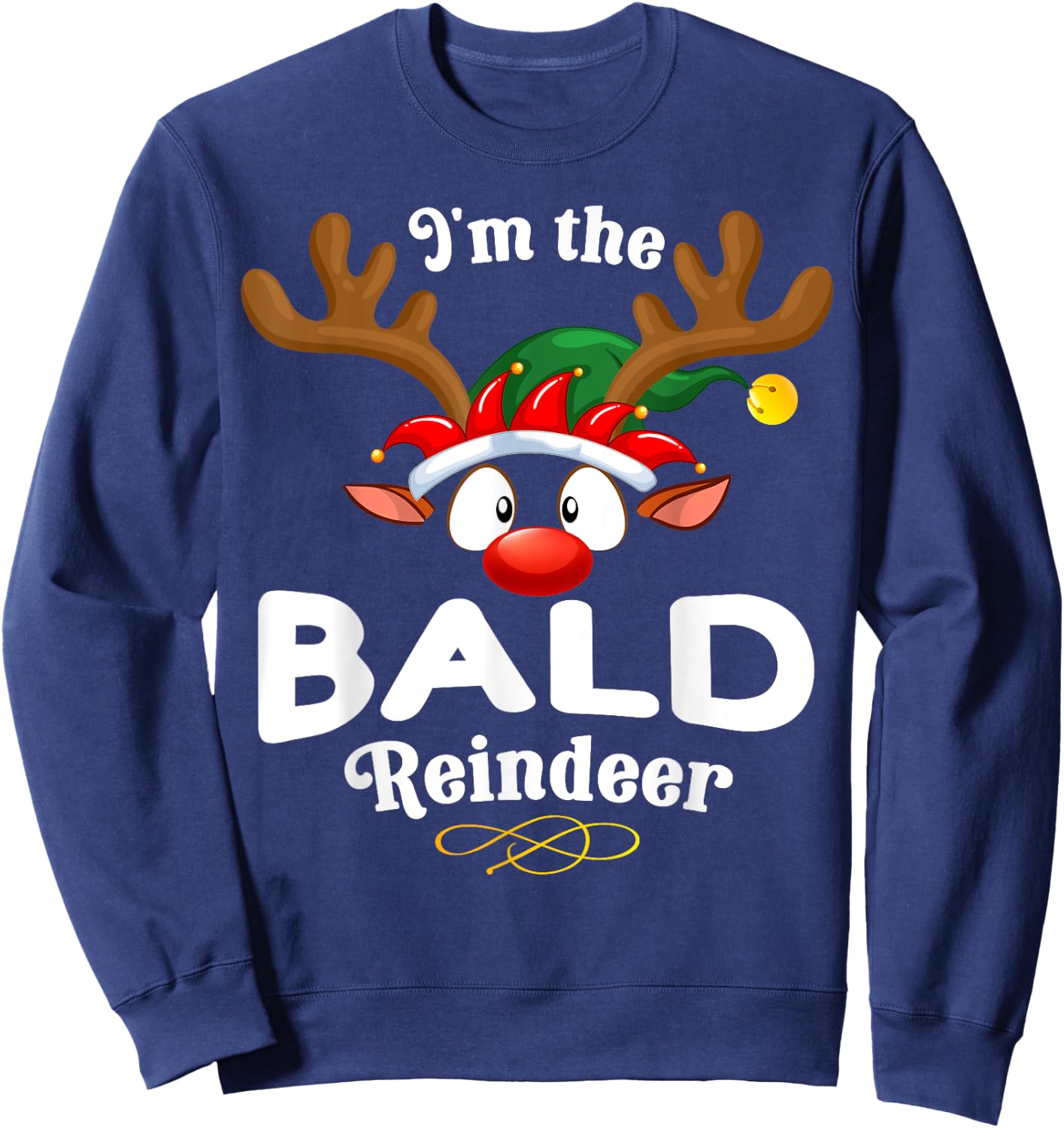 Christmas PJS Bald XMas Reindeer Matching Sweatshirt - Sweatshirt | Navy