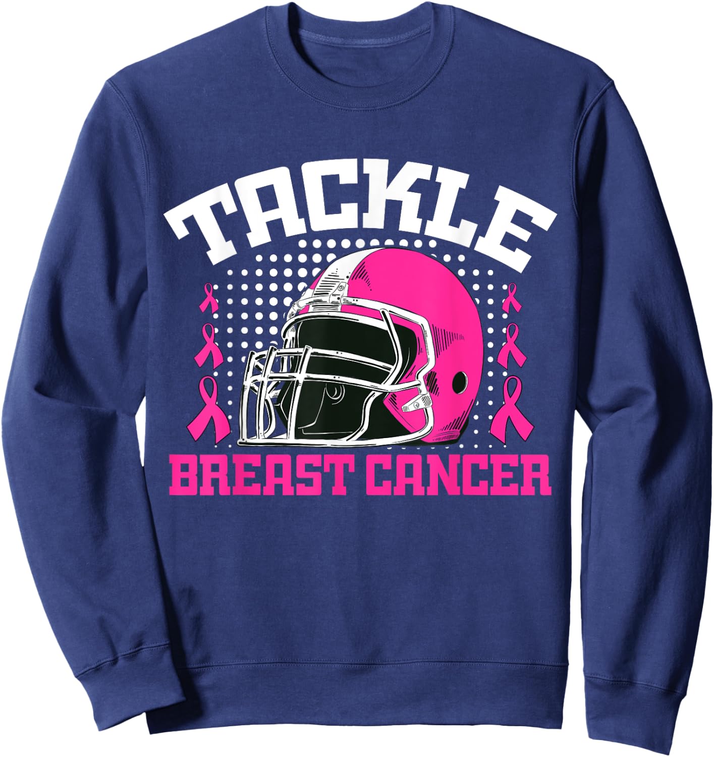 Tackle Football Breast Cancer Awareness Pink Ribbon Boys Kid Sweatshirt - Sweatshirt | Navy