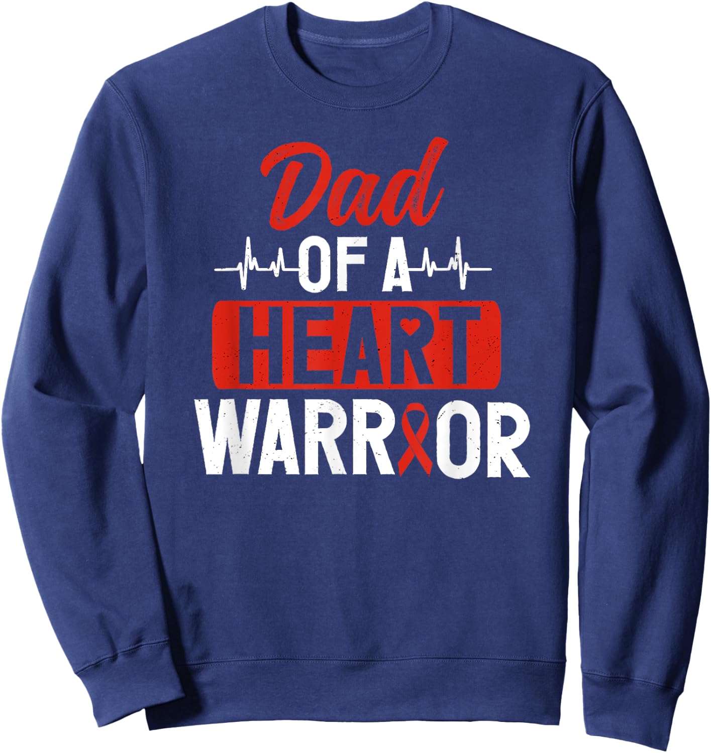 Heart Warrior Dad CHD Congenital Heart Defect Awareness Sweatshirt - Sweatshirt | Navy