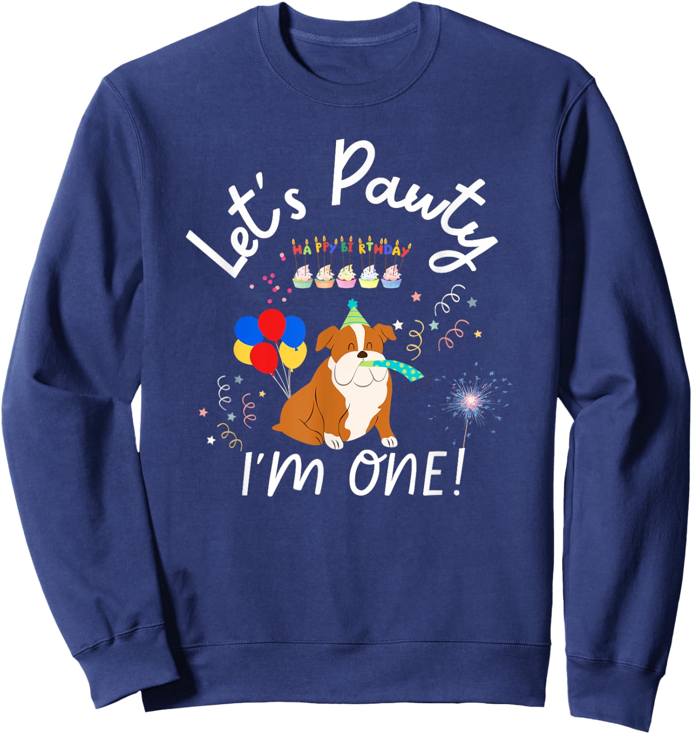Dog's first Birthday English Bulldog Dogs Party Outfit Sweatshirt - Sweatshirt | Navy