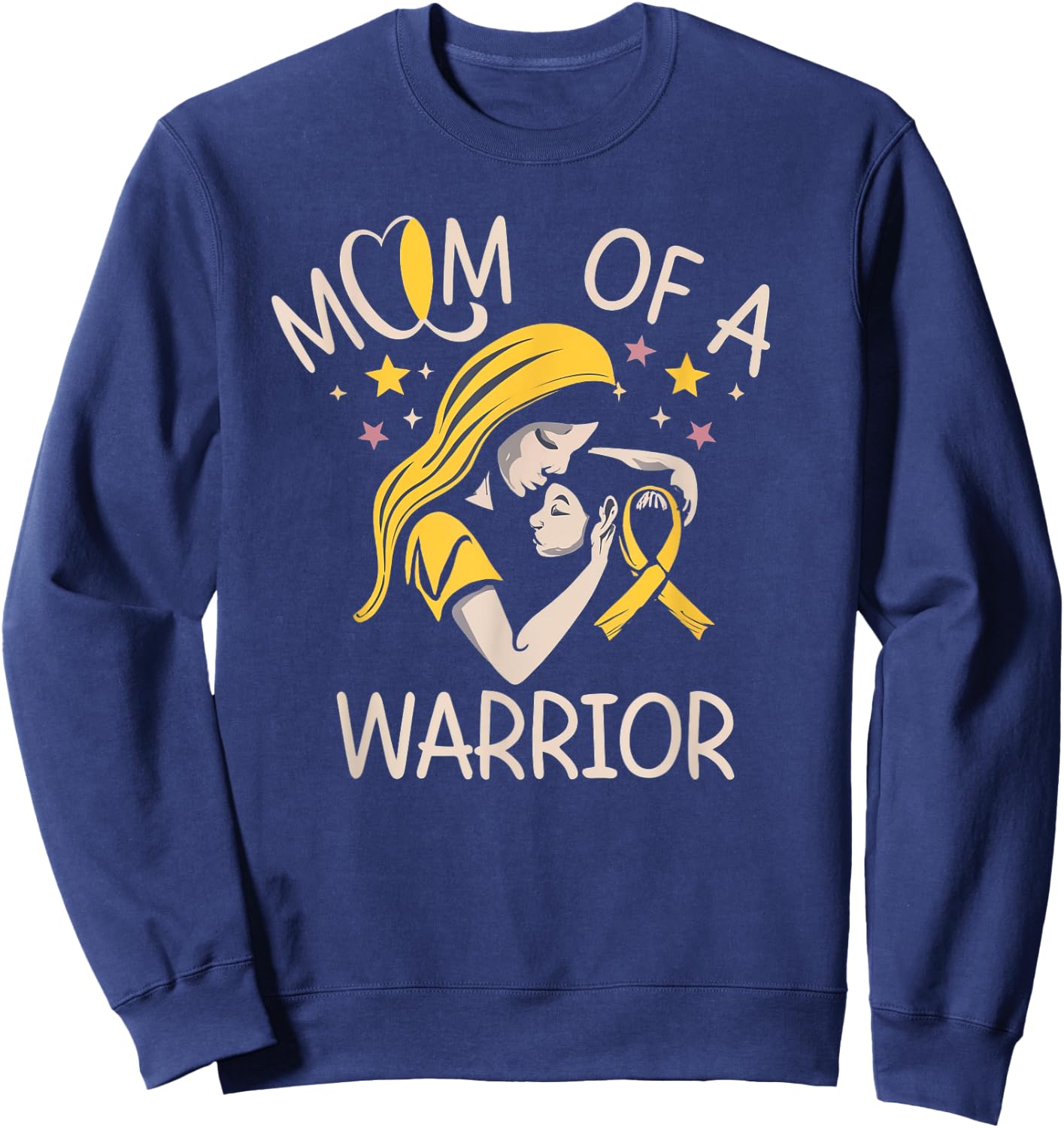 Childhood Cancer Awareness - Mom of a Warrior Sweatshirt - Sweatshirt | Navy