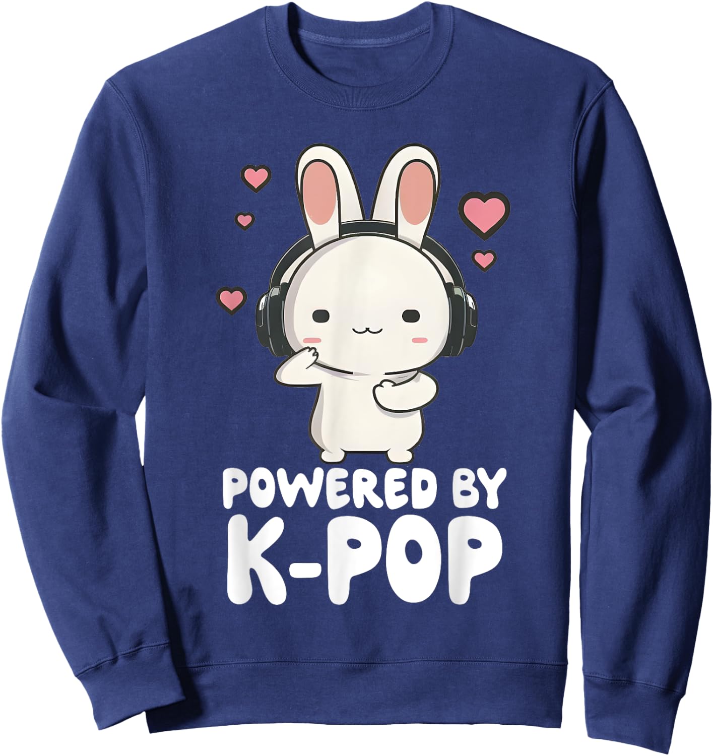 Powered By Kpop Rabbit Korean Pop Merch K-pop Merchandise Sweatshirt - Sweatshirt | Navy