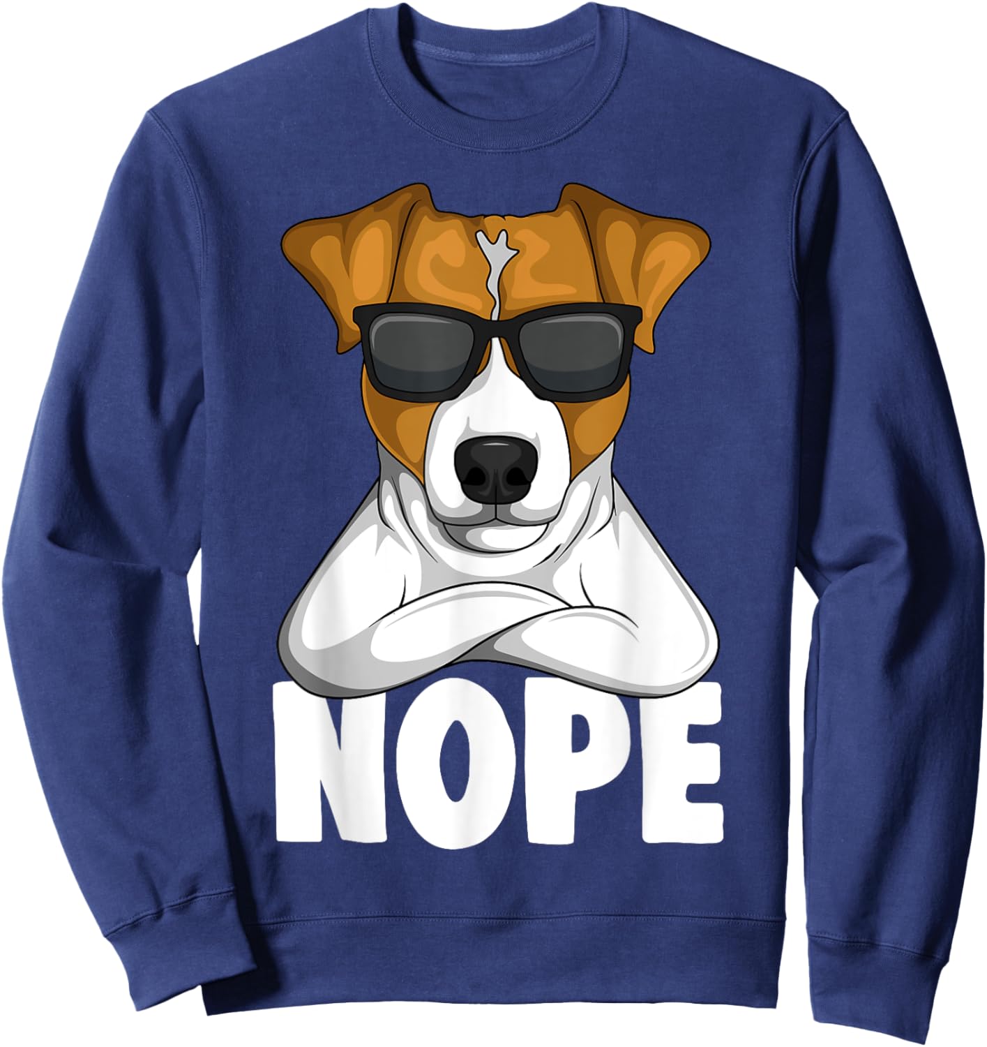 Jack Russell Apparel & Gift Ideas Women's Black Cartoon Jack Russell Terrier Nope Sweatshirt - Sweatshirt | Navy