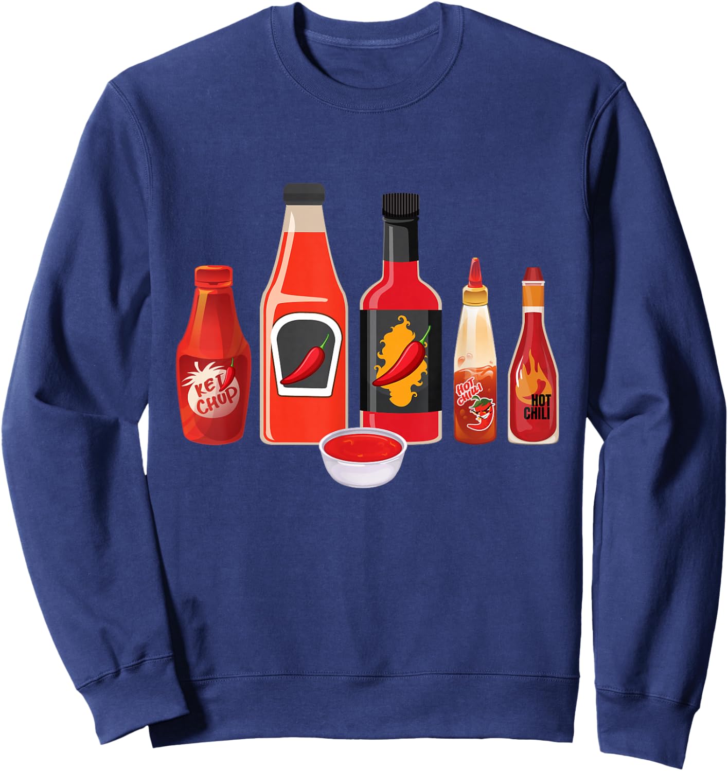 Hot Sauces - Mexican Spicy Food Lover Red Pepper Spice Chili Sweatshirt - Sweatshirt | Navy