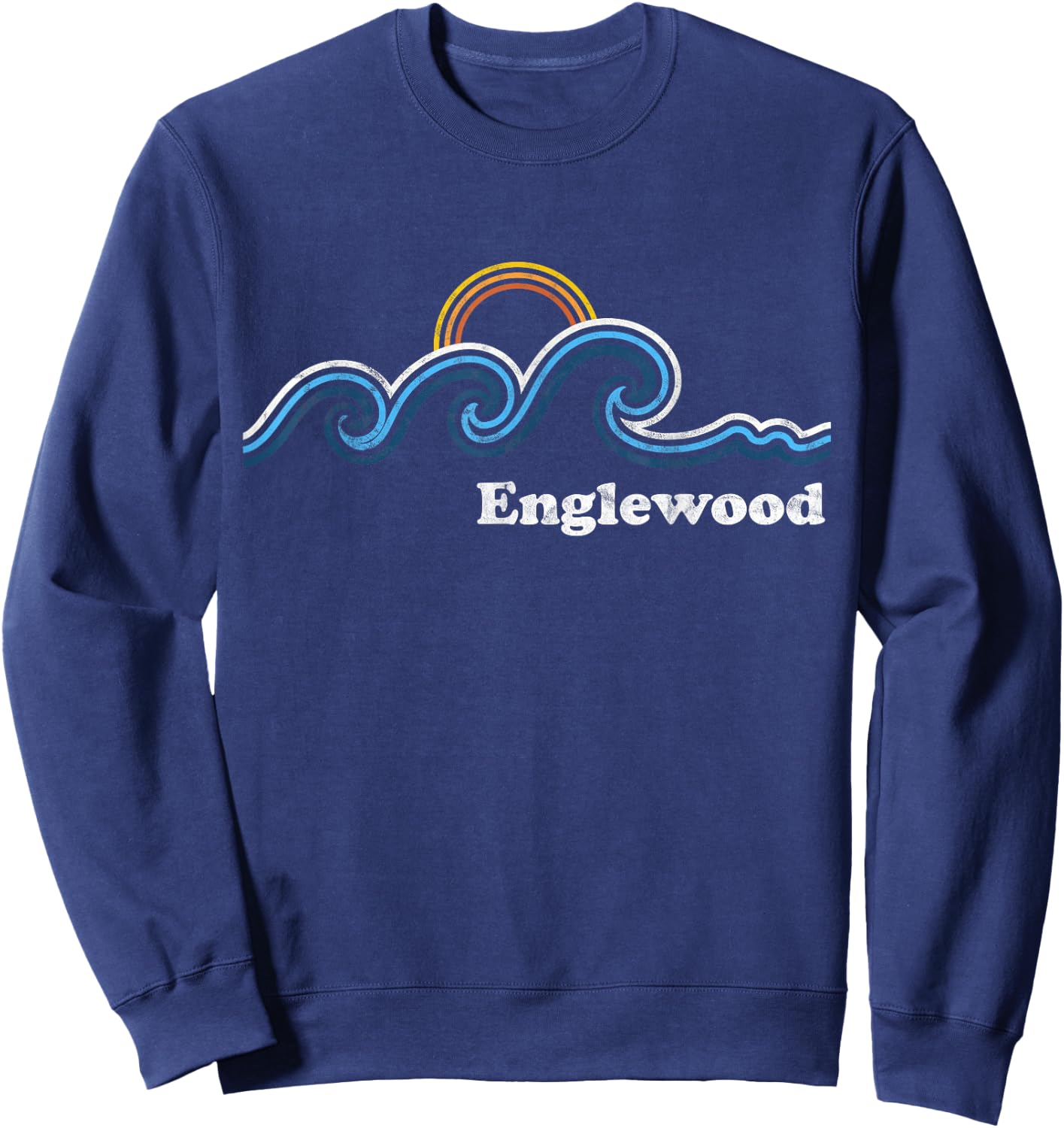 Retro Englewood Florida FL Vintage Beach Surf Sweatshirt - Sweatshirt | Navy