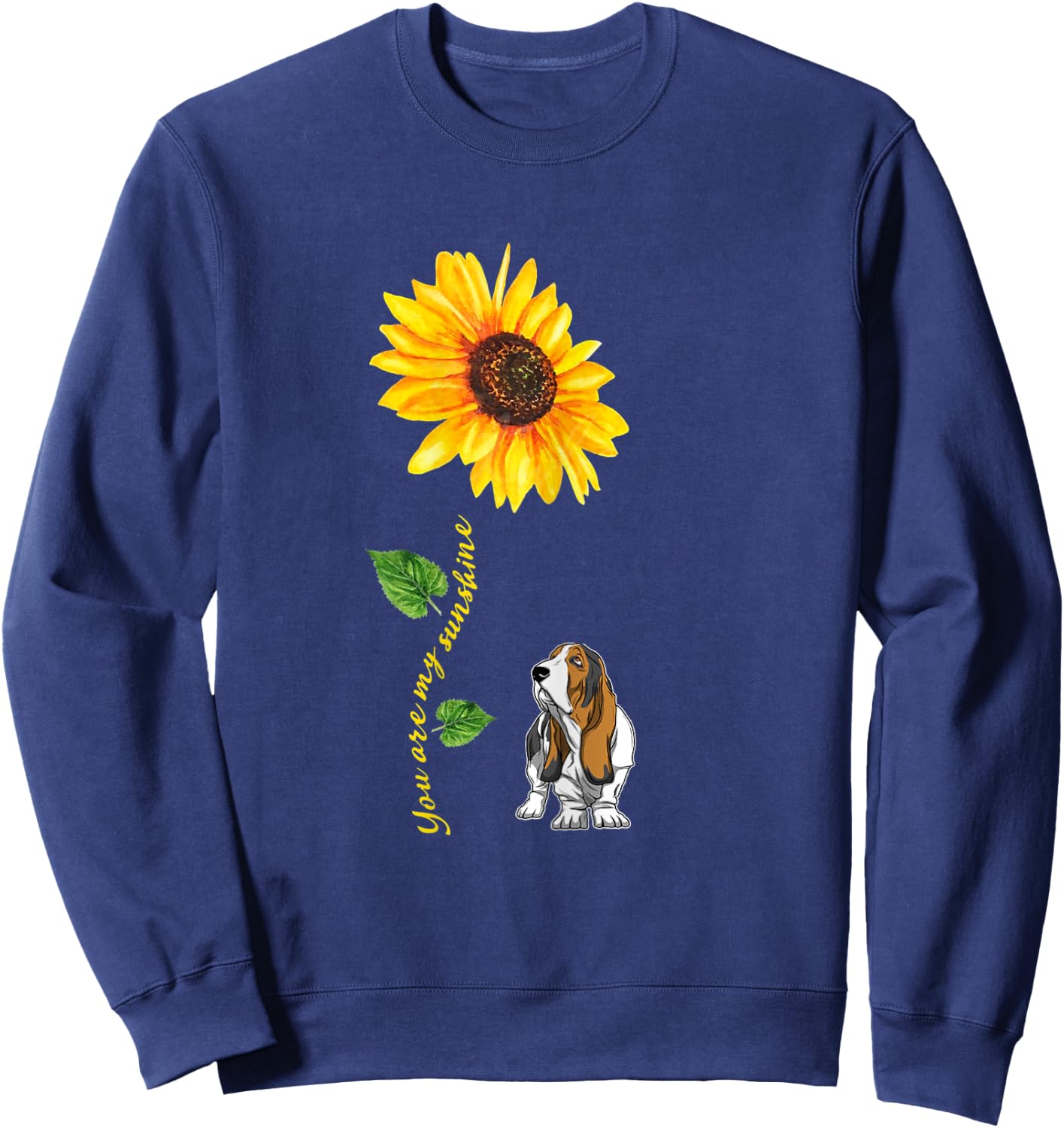 Basset Hound You are My Sunshine Sunflower Sweatshirt - Sweatshirt | Navy