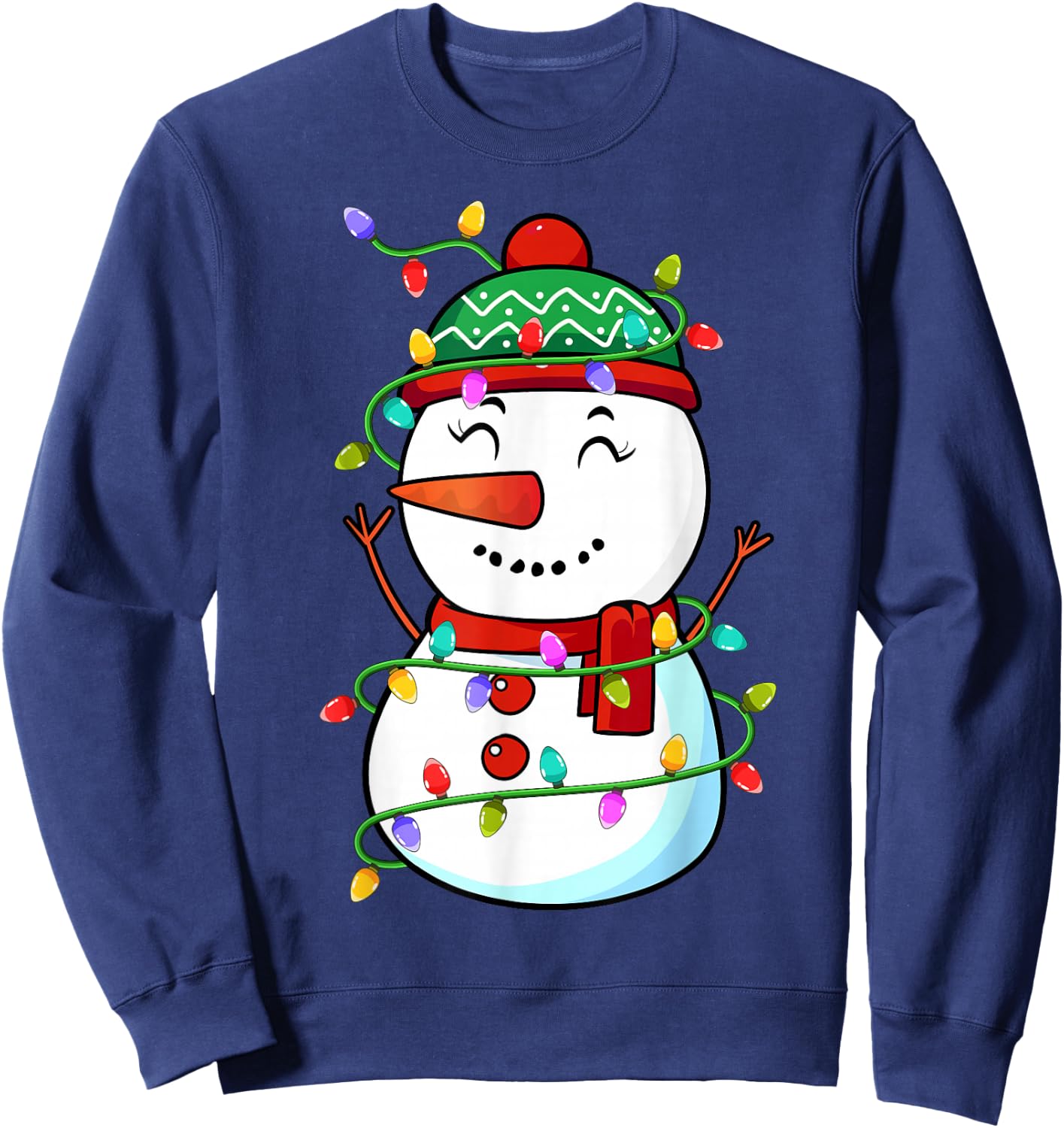Funny Snowman Christmas Xmas Light - Snowman Christmas Sweatshirt - Sweatshirt | Navy